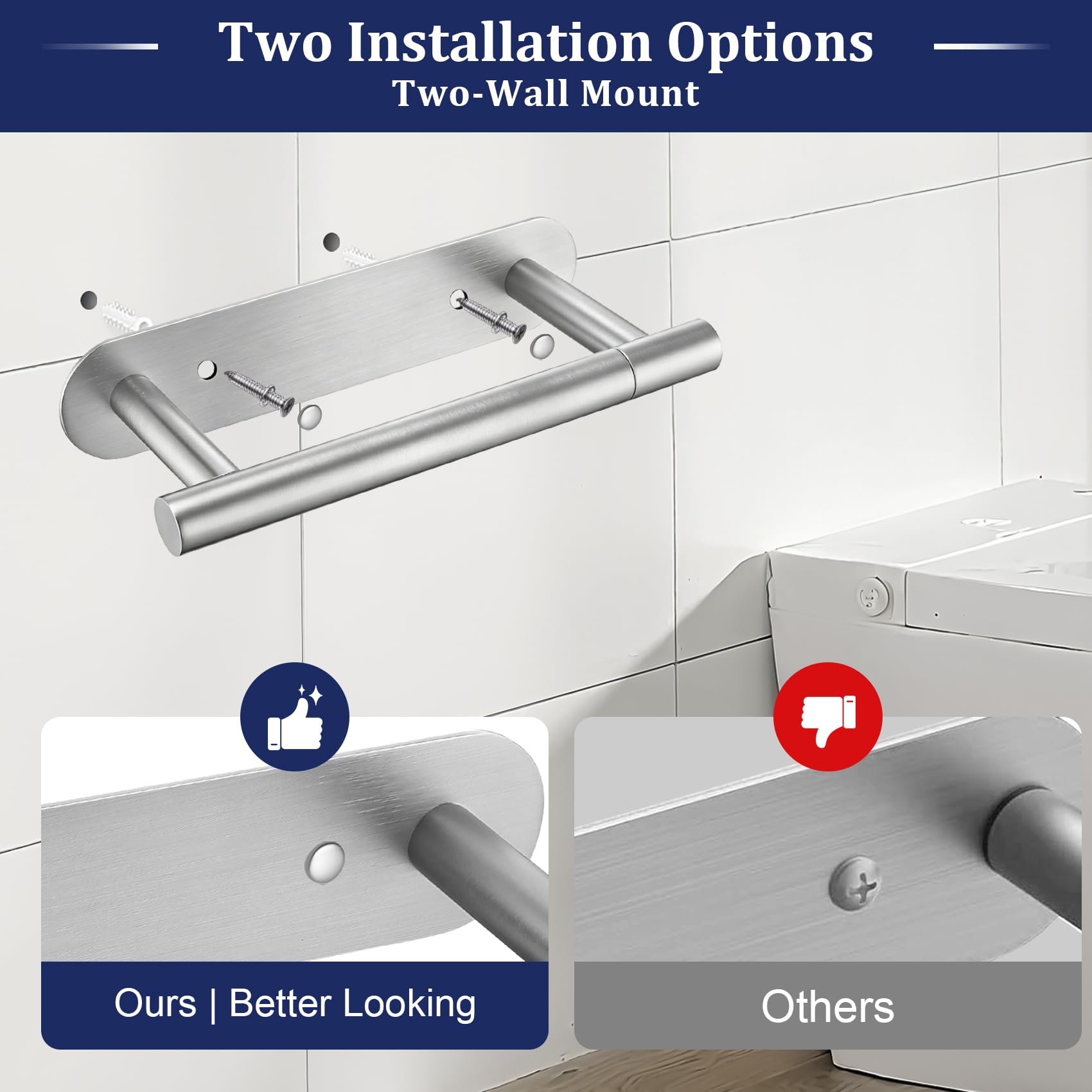 Lairuier Brushed Nickel Toilet Paper Holder, Adhesive & Screw Wall Mount — Amazon image 6