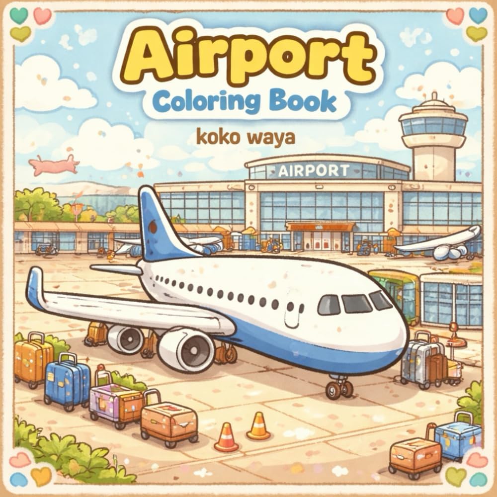 airport coloring book: Aviation Scenes Featuring Airplanes Terminals Pilots Runways Travel Adventure For Relaxation And Creative Fun