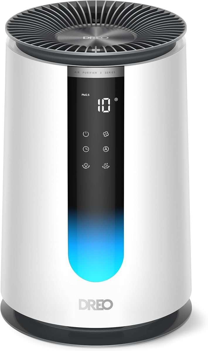 Purificador de aire 338 para el hogar, limpiador de aire HEPA verificado por AHAM para dormitorios de hasta 1176 pies cuadrados, limpiador inteligente para mascotas, humo y olores, monitor PM2.5, aromaterapia, DR-HAP008, blanco nieve
