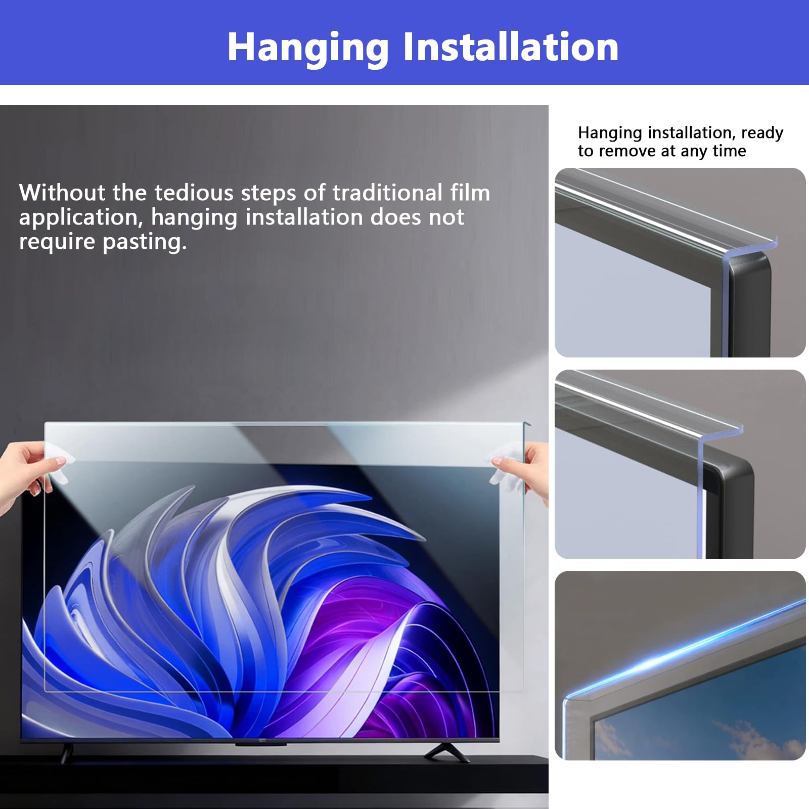 Protecteur D'écran Anti-Lumière Bleue À Suspendre De 32 Pouces, Filtre Anti-Lumière Bleue Protection Anti-Rayures Pour Téléviseur Pour La Maison Et Le Bureau