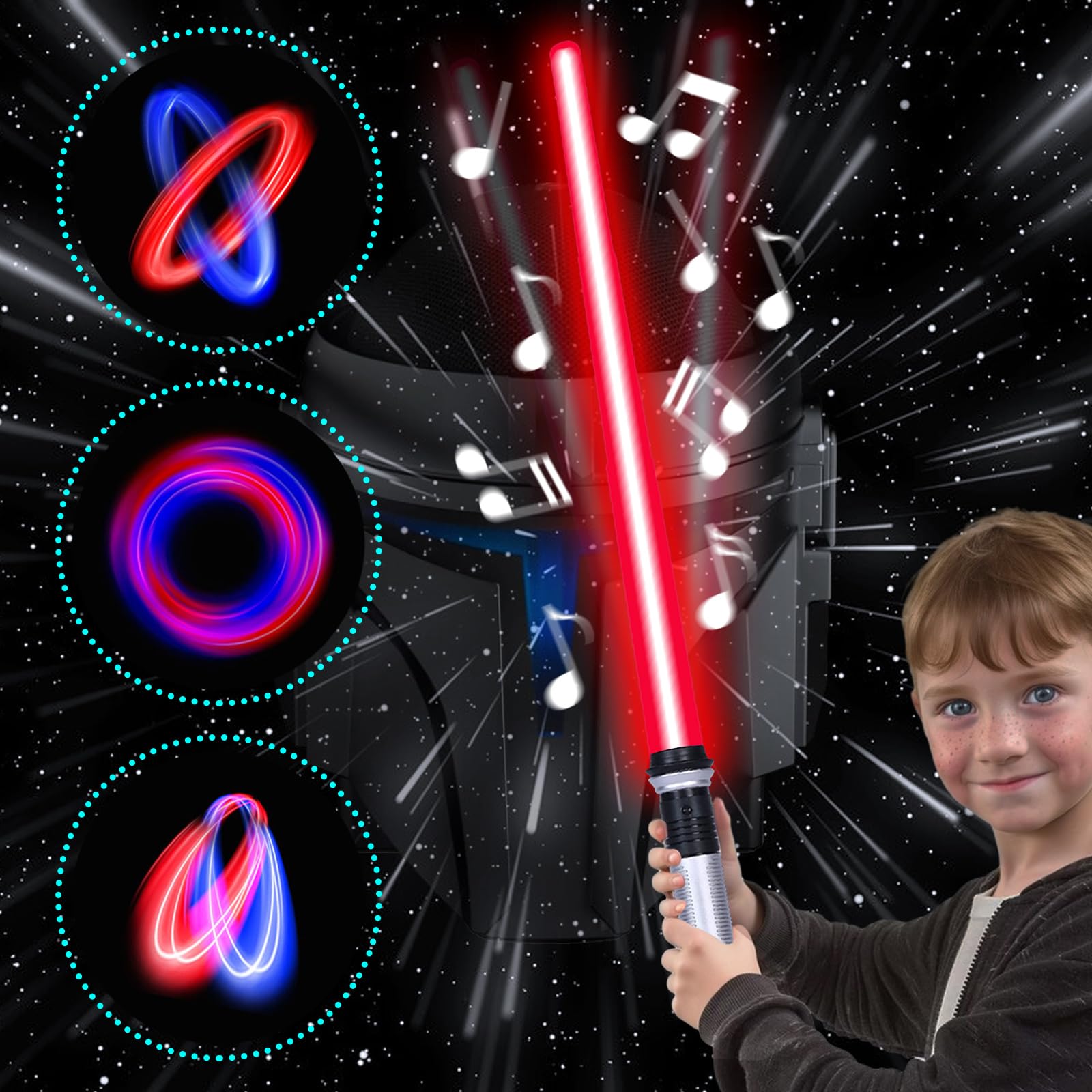 Atuoxing 2 Pezzi Spada Laser, 2 in 1 Manico Lunghezza Regolabile Spade Luminosa per Bambino, 7 Colori Modificabili con Luci LED ed Effetti Sonori per Adulti e Adolescenti