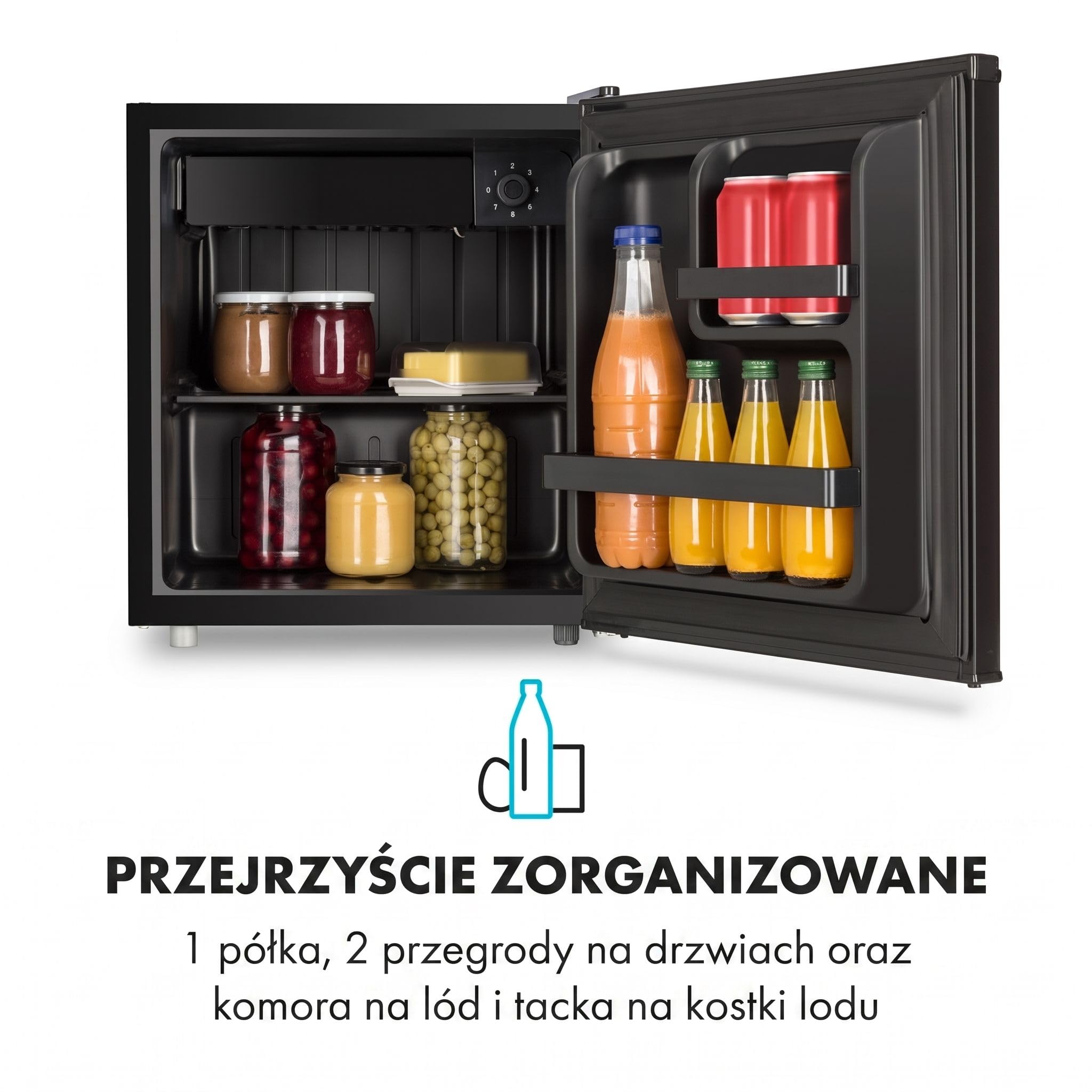 Klarstein Lodówka, Mini lodówka na napoje, Lodówka z zamrażalnikiem mała, Mała cicha lodówka, Skincare Fridge, Lodówka turystyczna, Mini lodówka do pokoju, biura, 0-10°C, 46L