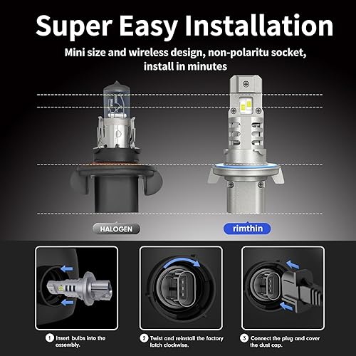Miniatura 64 de Bombillas H4, luz antiniebla 9003/HB2, 6000K blanco frío, Plug and Play, IP67, paquete de 2
