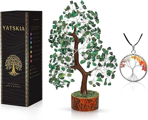 Miniatura 51 de YATSKIA - Árbol de cristal turquesa Feng Shui, alambre, bonsái Buhha, estatua reiki, Chakra curativo energía positiva, buena suerte dinero regalos