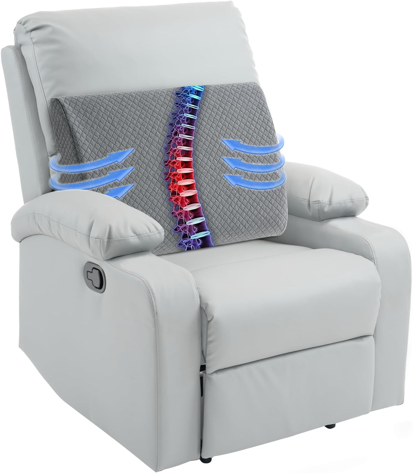 Lumbar Support Pillow for Recliner Chair, Memory Foam Back Support Cushion for Elderly,Extra Large Lumbar Support Pillow,Thick Backrest for Home Reading (Grey, 20“x13.5"x5")