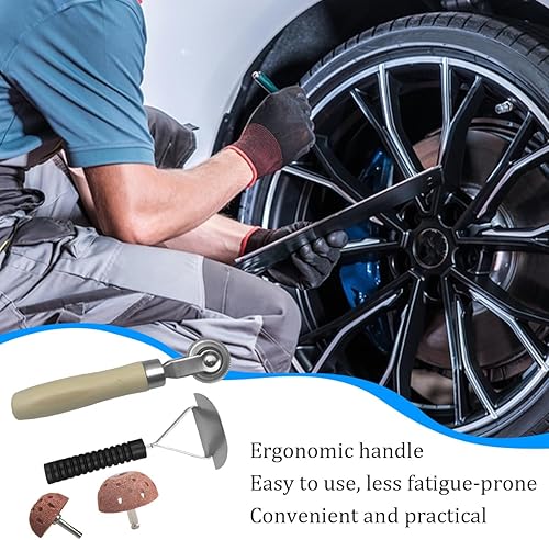 Miniatura 5 de 4PCS Car Tire Repair Patch Tools, 42mm 55mm Vehicle Buffing Wheel with Tire Patch Roller Scraping Cutter, Auto Tyre Grinding Polishing Kit,