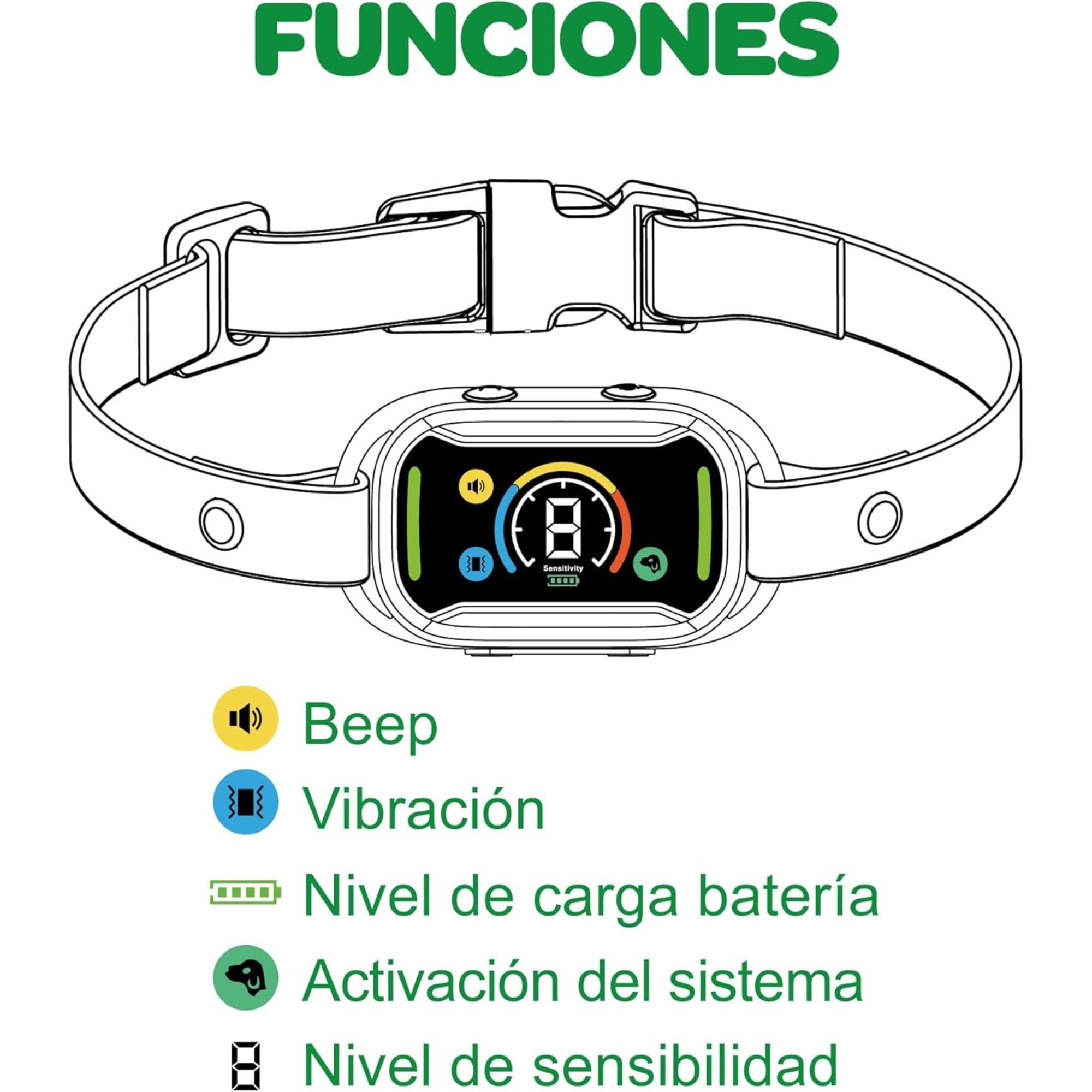Collar Antiladridos y Adiestramiento Vibración para Perros | Tamaño Ajustable |7 Niveles de Vibración y 3 Modos de Trabajo | Recargable y Resistente al Agua | Cumple Ley Bienestar Animal 2024