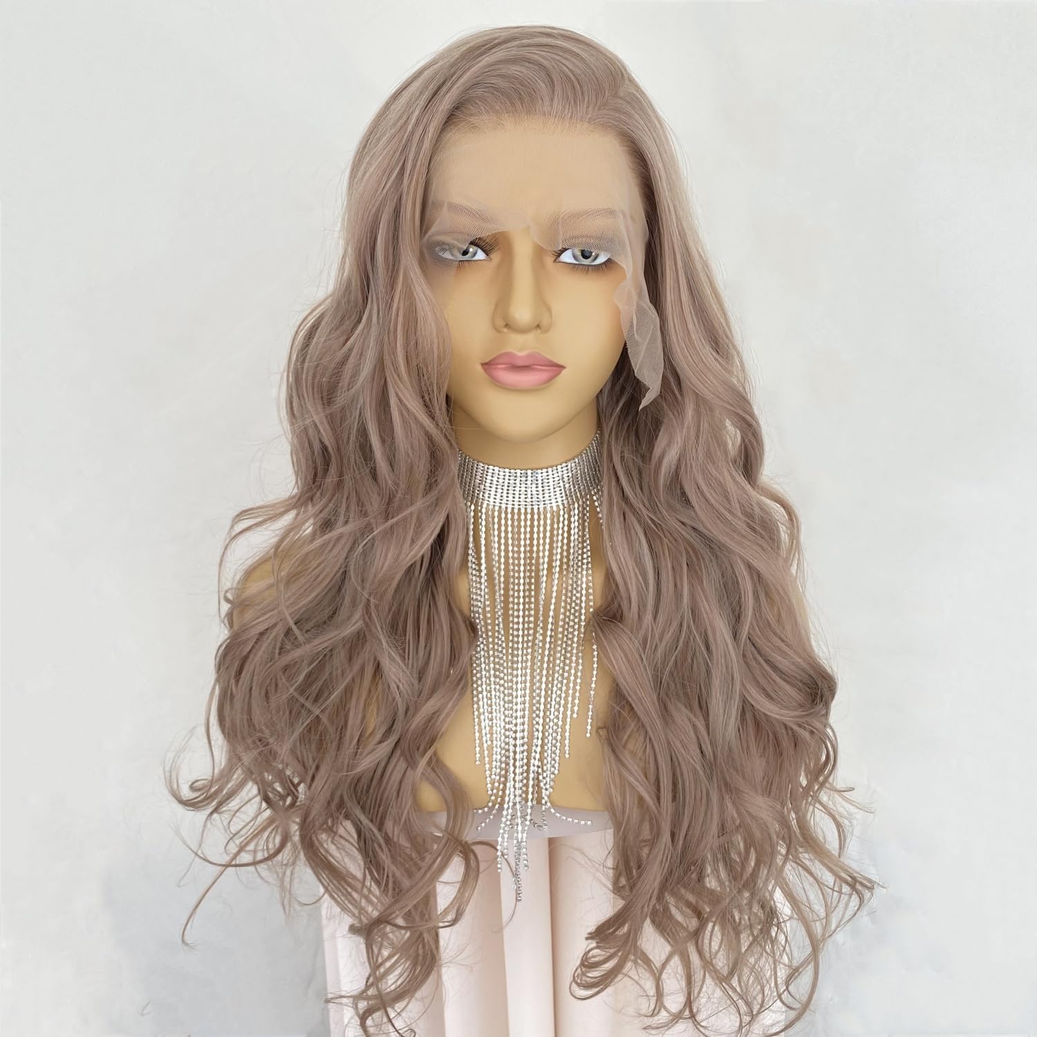 CIMITIKI 13x6 Lace Front Wigs Light Honey Blonde Wig Long Natural Body Wave Ash Blonde Color Synthetic Fiber 22Inch Pre Plucked for Women
