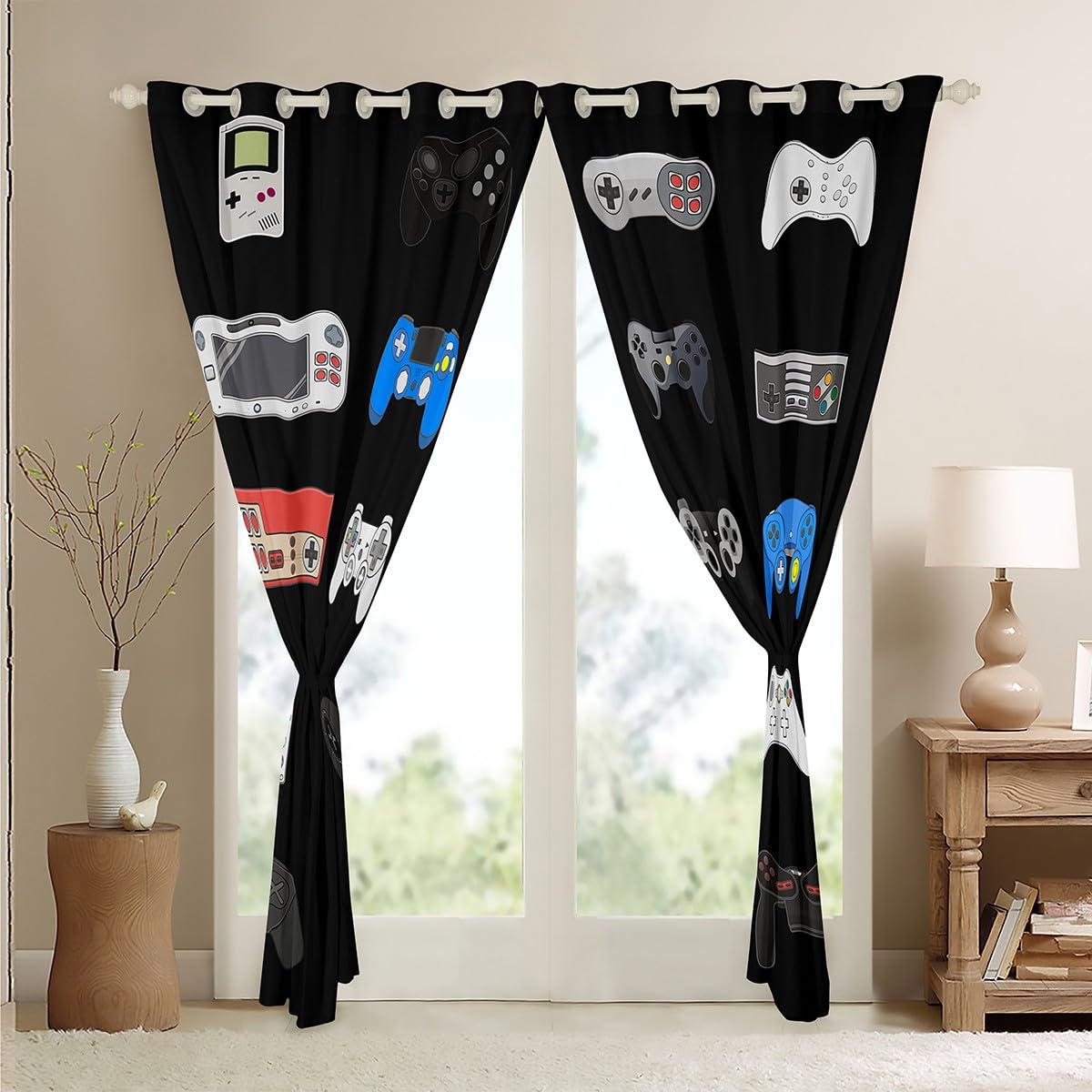 Tende da gioco per la camera da letto, il soggiorno, le tende da gioco dei cartoni animati, per bambini, ragazzi, ragazze, videogiochi, videogiochi, finestre, tendaggi per finestre