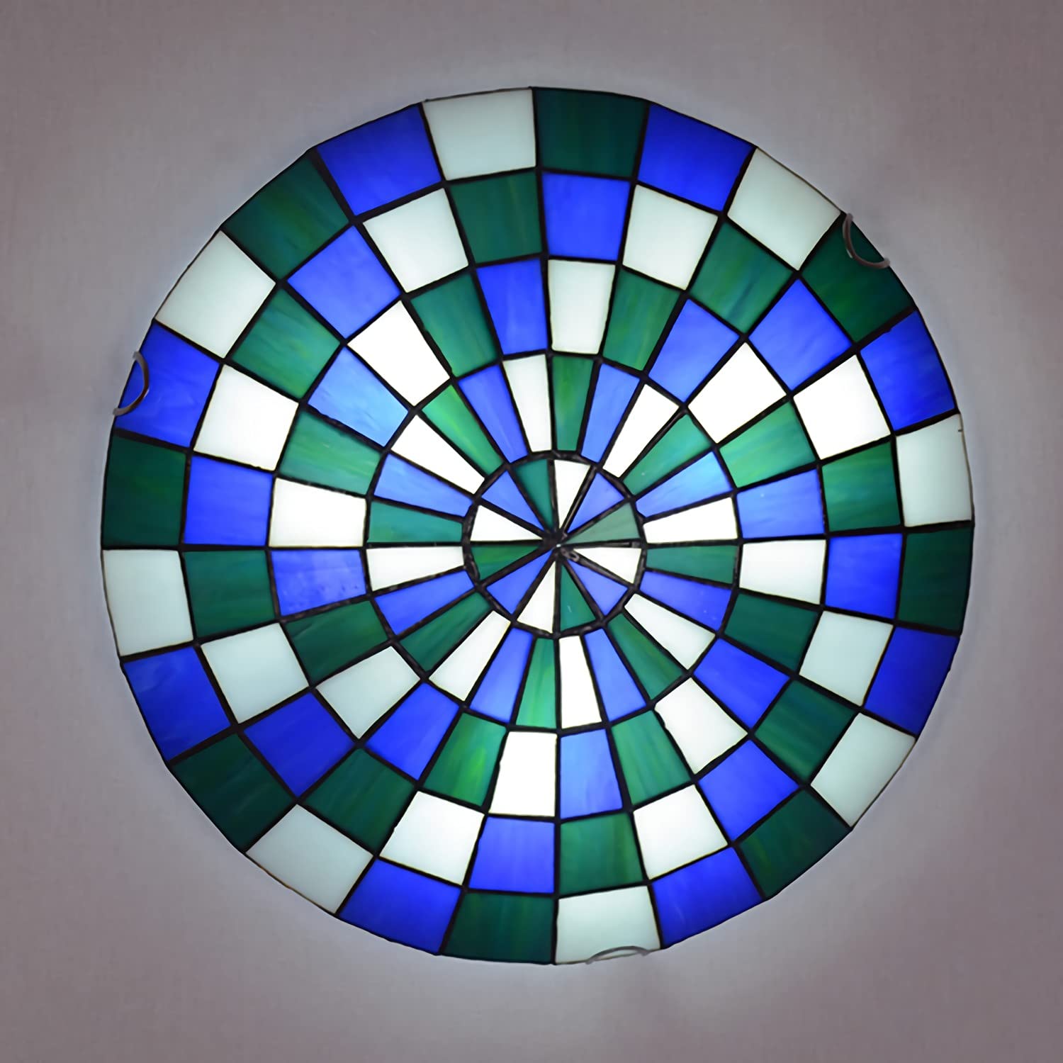 Plafonnier Tiffany pour salon et chambre luminaire rétro verre teinté