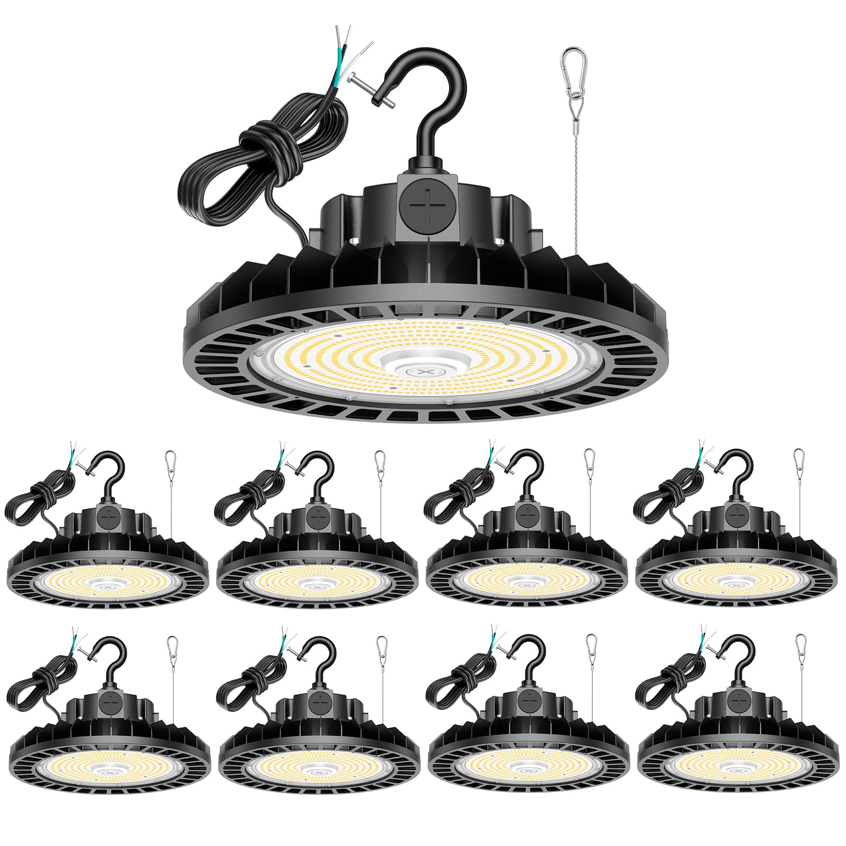 9Pack 480V UFO LED High Bay Light 240W 200W 150W Adjustable 36000Lm 5000K High Bay Led Shop Lights