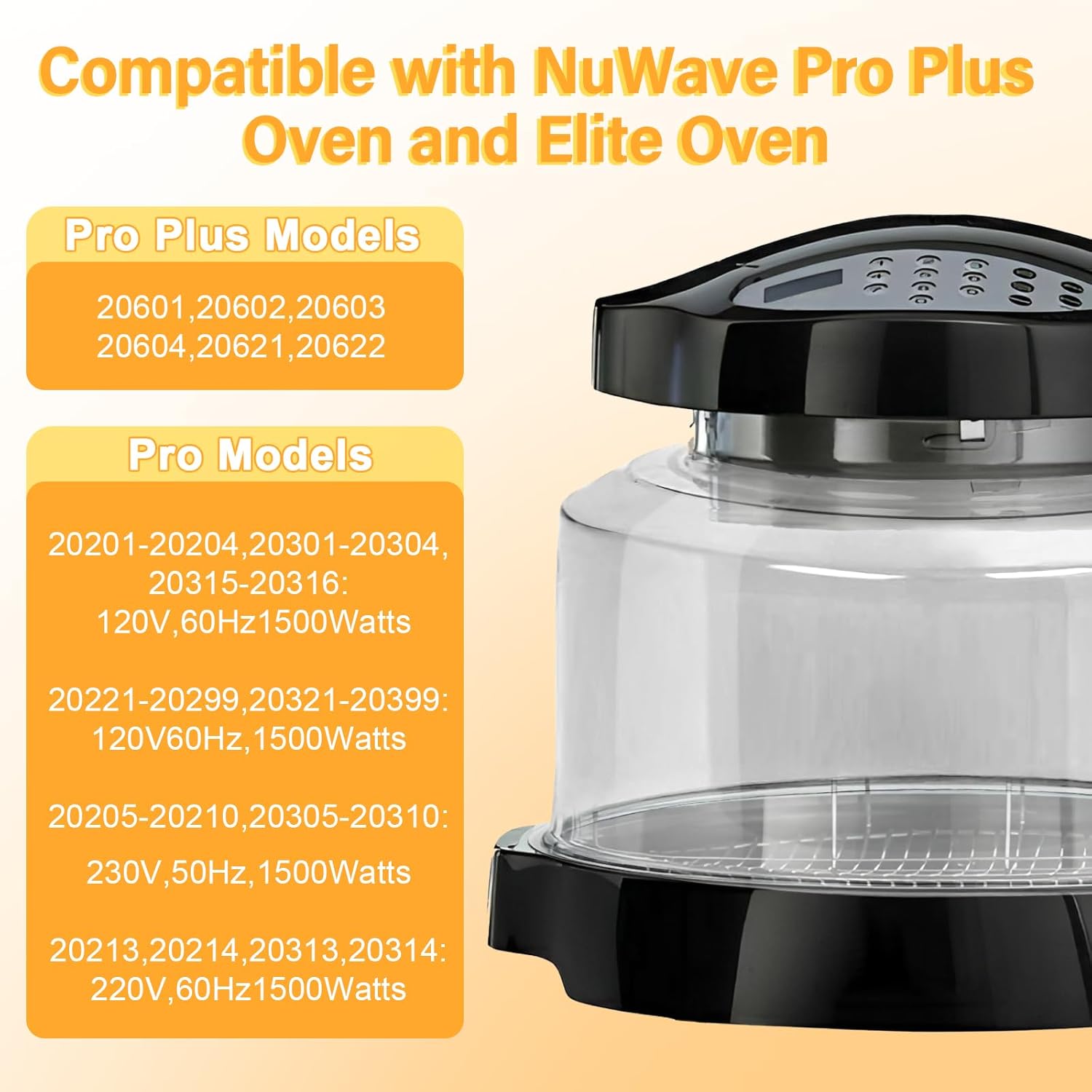 Upgraded Power Dome Compatible with Nuwave ovens, Premium Plastic Lid for Nuwave Pro Plus and Elite Ovens, Clear