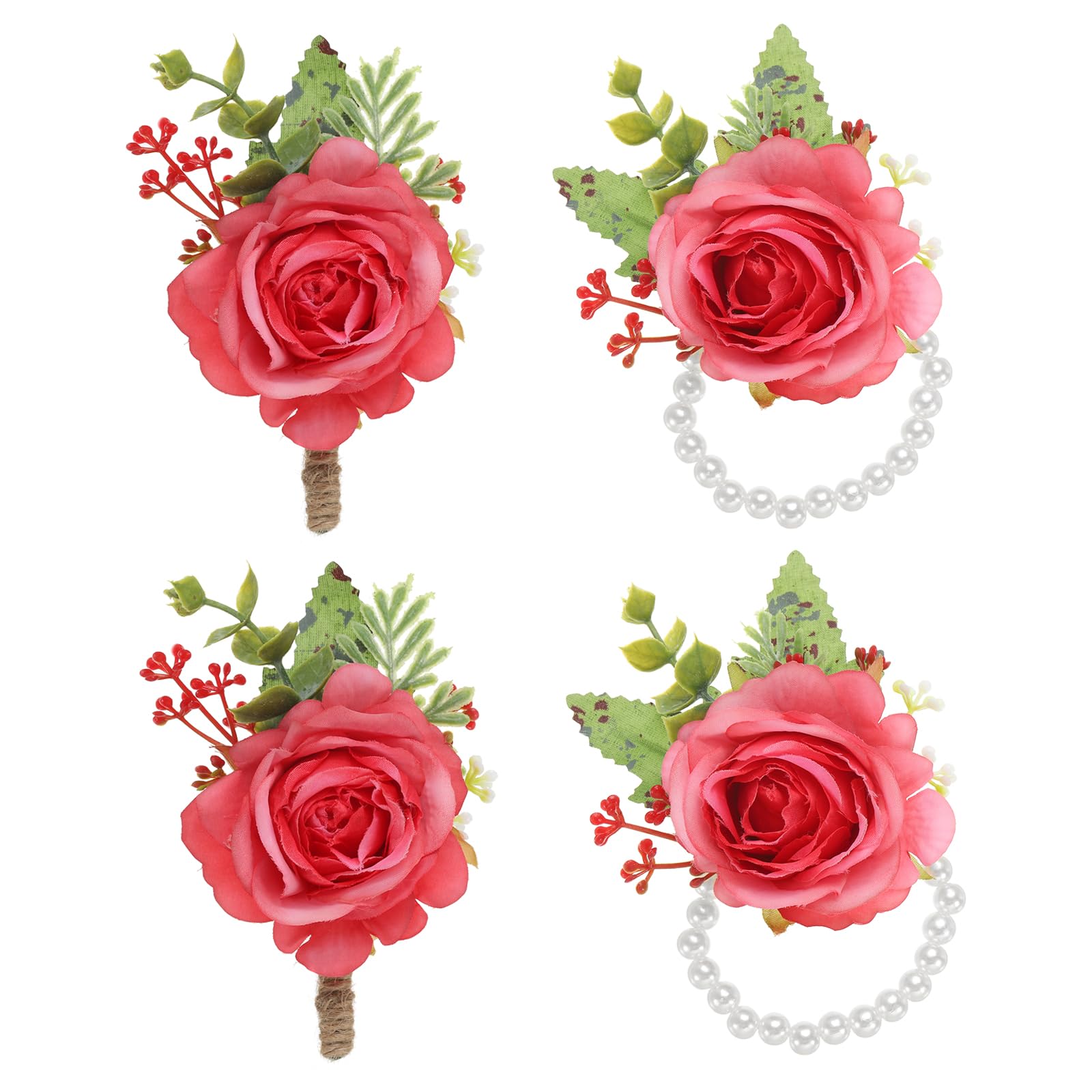 PATIKIL Rose Wrist Corsage and Boutonnieres Set