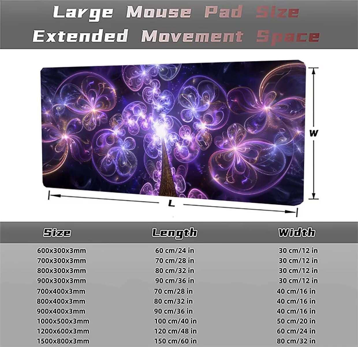 Tappetino per Mouse Gaming XXL 1200x600x3mm– Ufficio Mousepad Grande – Migliora la Velocità e la Precisione Tenuta Stabile Sottomano per Ufficio e Casa Accessori Scrivania Astratto PjY16715 N-U
