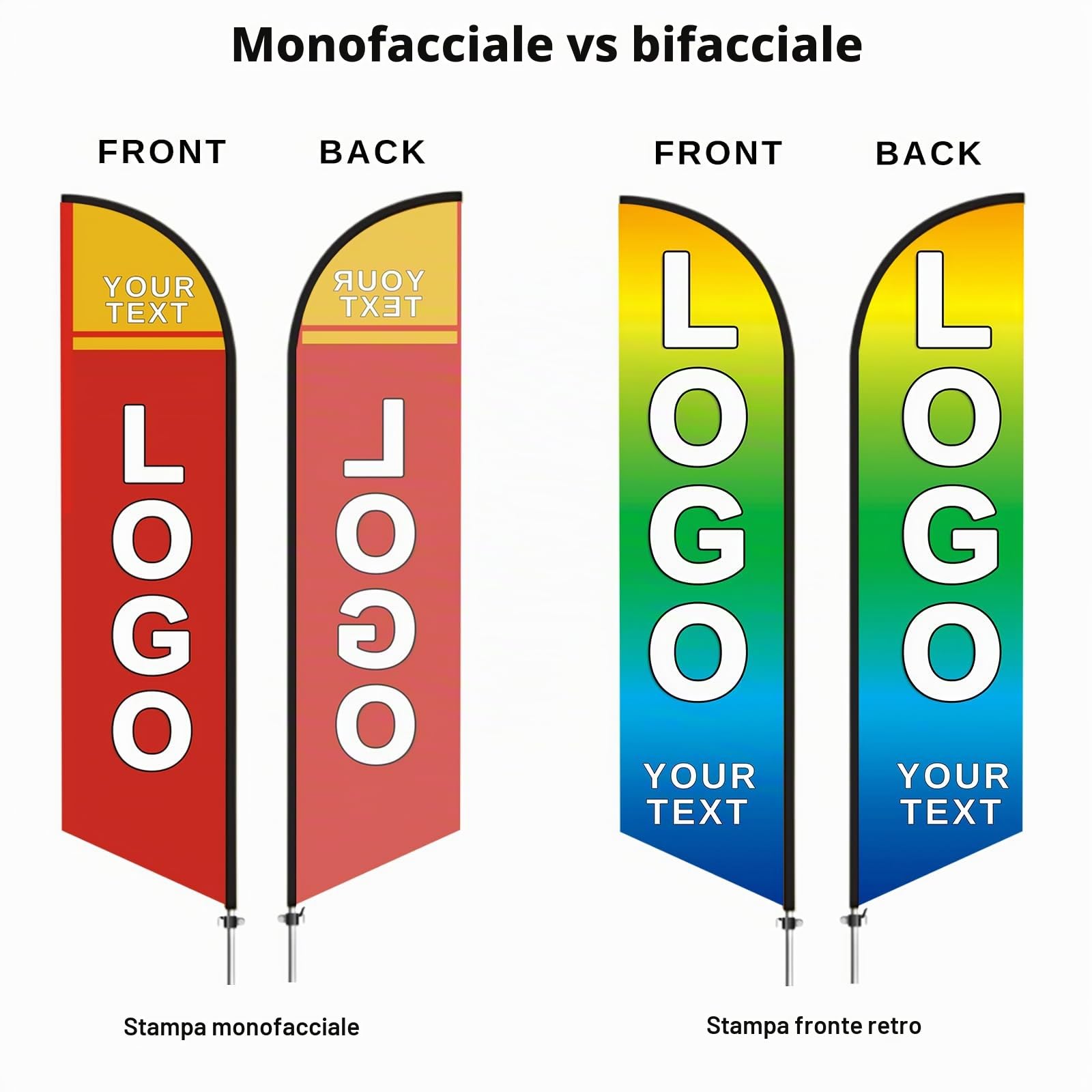 Bandiera con Piume Personalizzata con Kit Asta Supporto in Ferro Bandiera con Piume Personalizzata per Insegna del Negozio per Banner Promozionale Pubblicitario Aziendale - 2,8 m