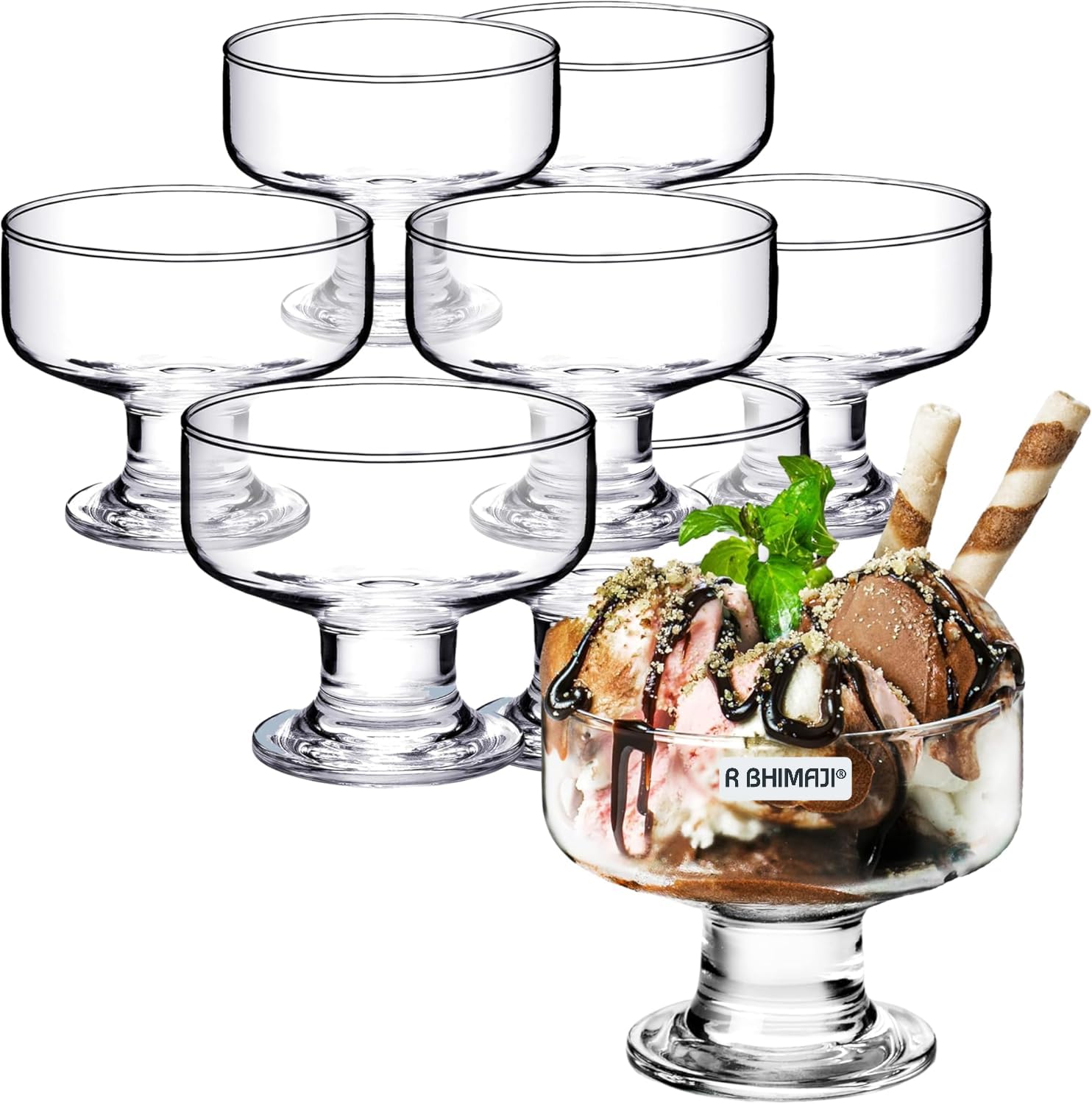 Buy R BHIMAJI Premium Glass Ice Cream Bowls Transparent Glass Ice