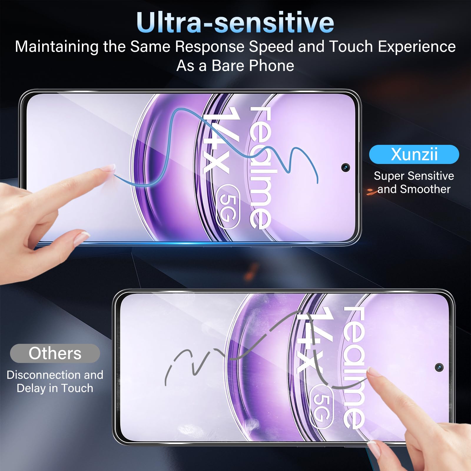 Pellicola Vetro Temperato per Realme 14X 5G [3+3 Pezzi], con HD Protezione Lente Fotocamera, [Durezza 9H Anti Graffi] 0,33mm Vetrino Protezione Schermo Pellicola Protettiva