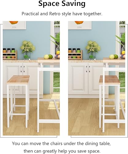 Miniatura 15 de AWQM Juego de mesa de comedor para cocina, sala de estar, bar, color marrón industrial café industrial,Negro-2,Beige (Style 2-Beige),Estilo