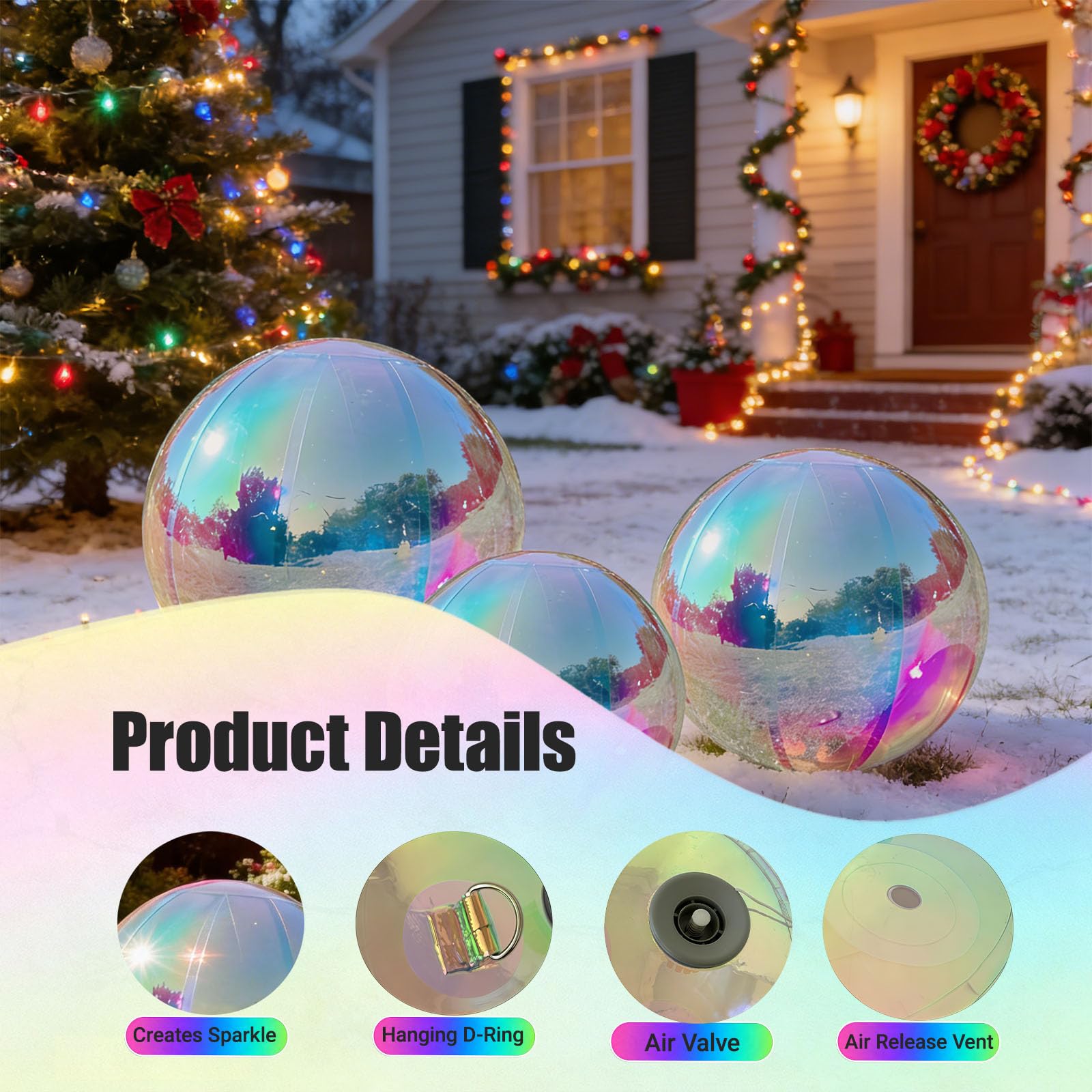 Paquete de 5 bolas de espejo inflables profesionales con bomba, bolas de discoteca reflectantes gigantes para escenarios, centros comerciales y eventos grandes, también ideal para fiestas en casa