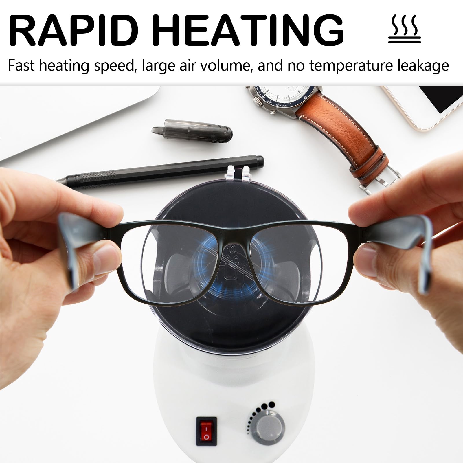 Calentador de Montura, Calentador de Montura de Gafas con Temperatura Ajustable, 60 ℃-130 ℃ Calentador de Montura Ajustable de Temperatura Calentador de Gafas Equipo de Calefacción