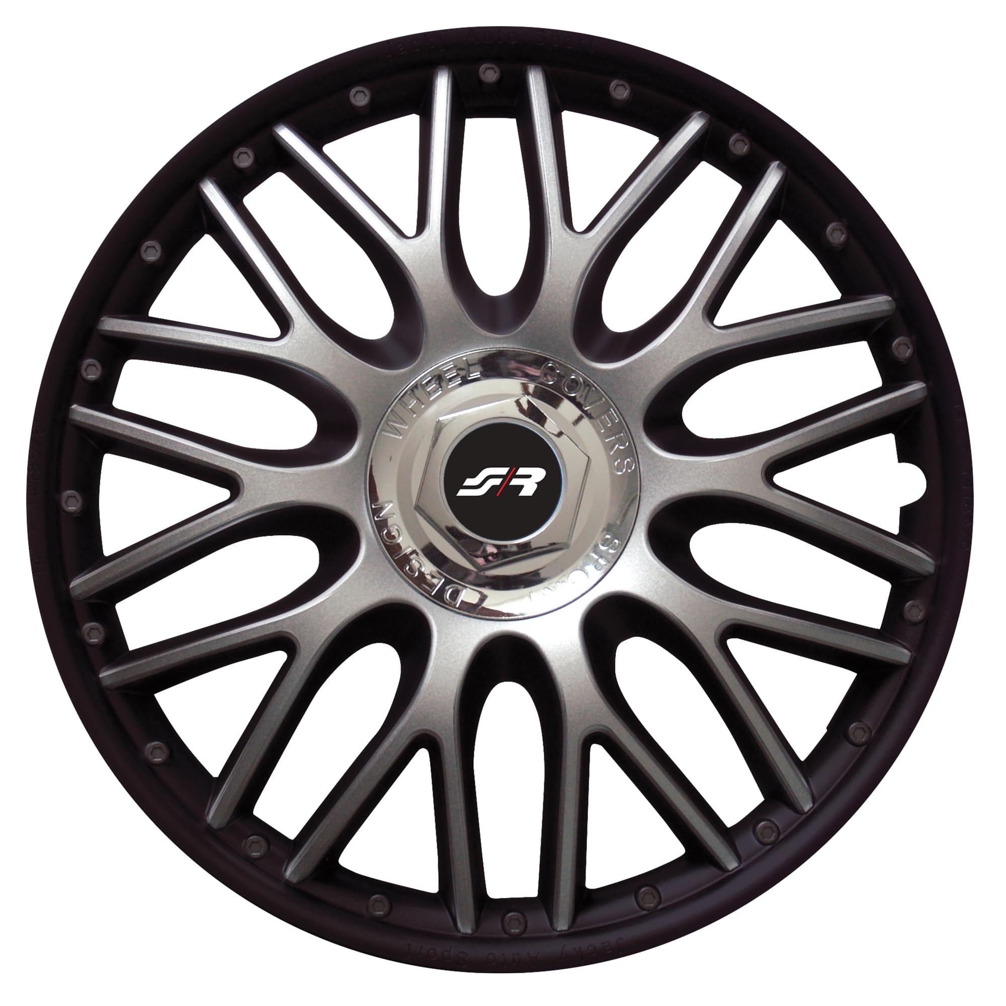Simoni Racing ORD/15B, Set 4 Copricerchi universali Orden Black da 15" pollici, Copriruota auto Grigio e Nero