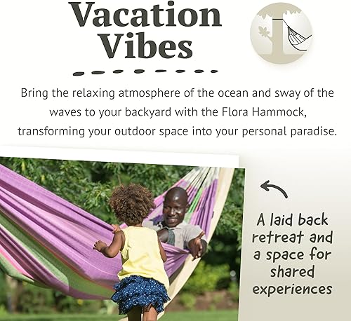 Miniatura 10 de LA SIESTA Flora Blossom - Hamaca clásica familiar de algodón orgánico, tamaño King
