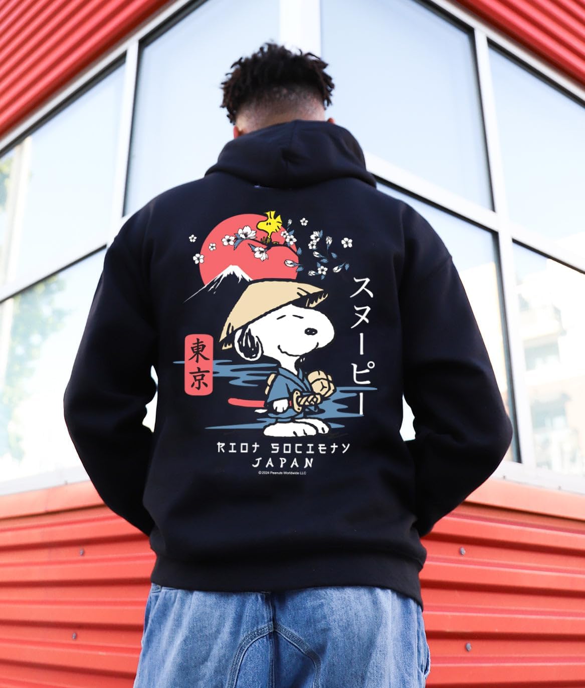 Riot Society Peanuts Snoopy & Woodstock Samurai Mens Hoodie - Black, Small