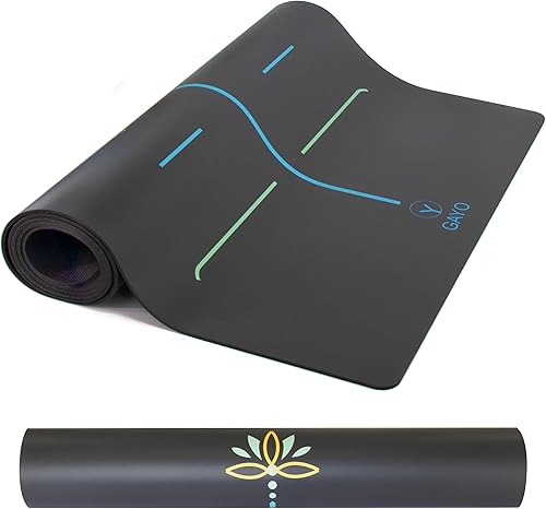 Y O Gayo Eco Balance Yoga Mat with Carry Strap  Superior Grip, Non-Slip, Durable & Lightweight, Sustainable Natural Rubber Mat with Alignment Lines