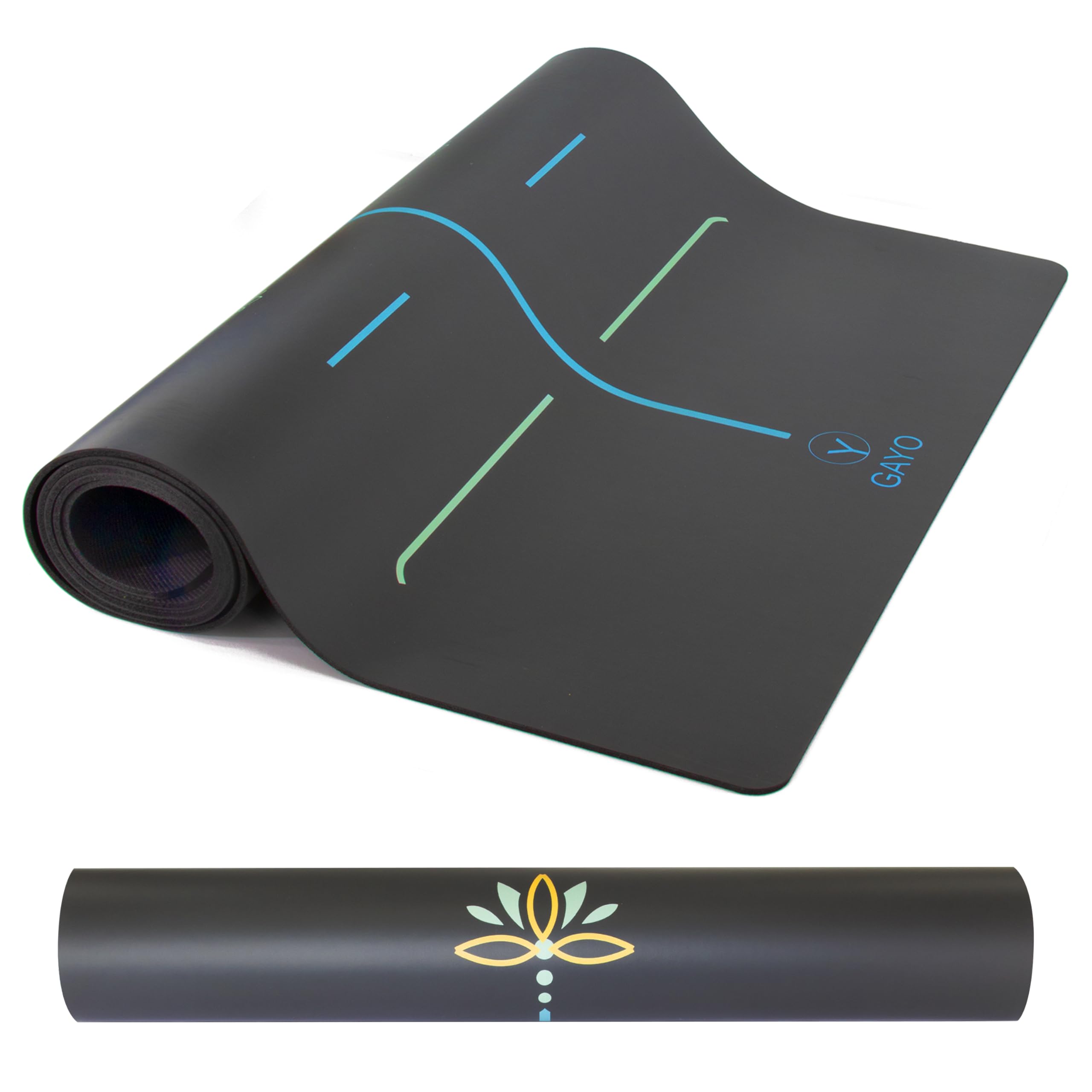 Eco Balance Yoga Mat with Carry Strap – Superior Grip, Non-Slip, Durable & Lightweight, Eco-friendly Natural Rubber Mat with Alignment Lines, 4mm Thick mat for Ultimate Comfort