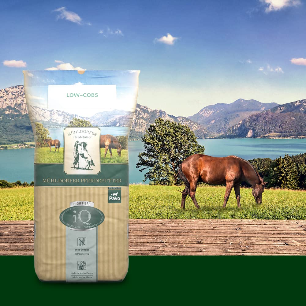 Mühldorfer iQ Low Cobs – 20 kg – per cavalli con intolleranza ai cereali – Zucchero e amido ridotto
