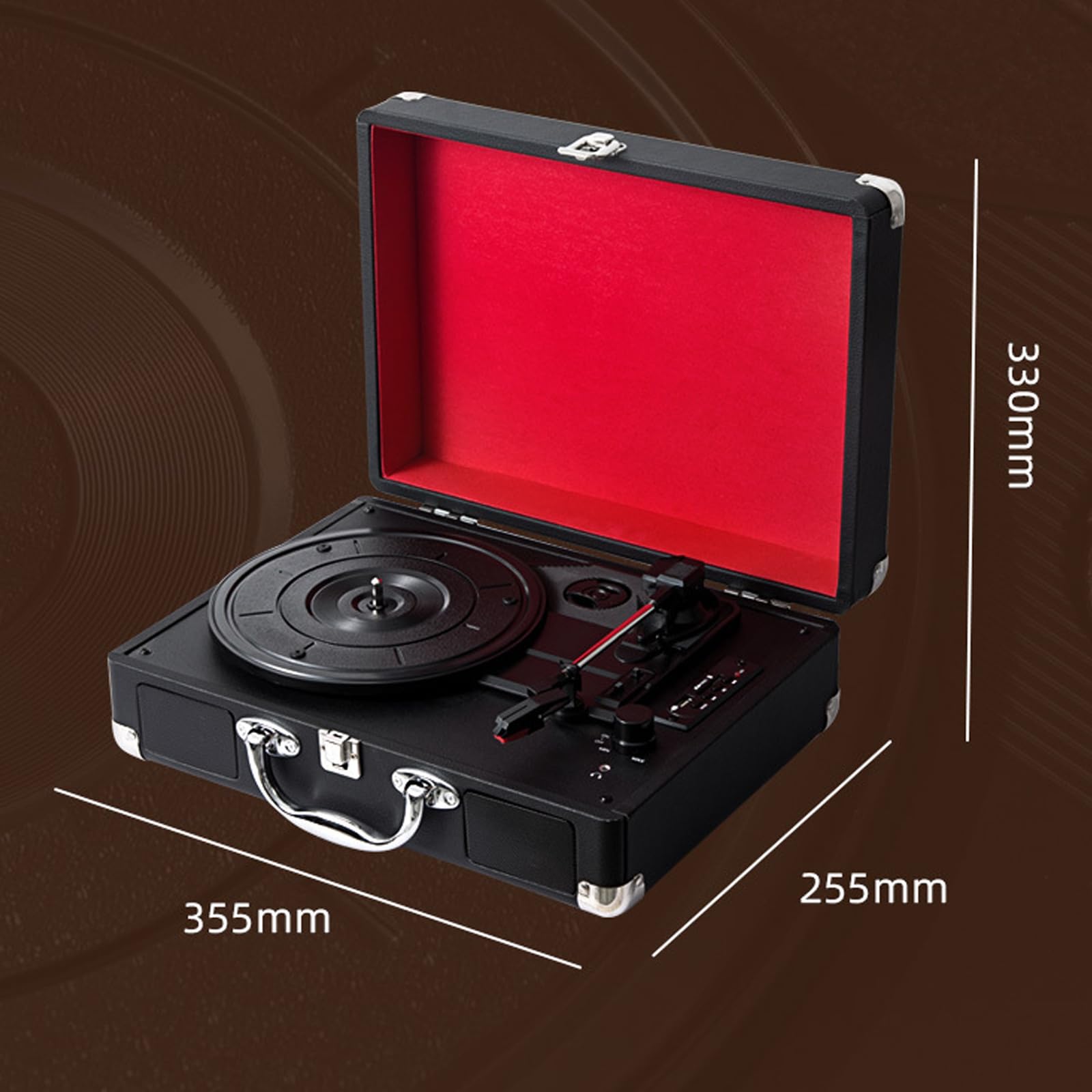 Giradischi retrò a Forma di Valigetta, fonografo Stereo a 33/45/78 Giri, Compatibile con Dischi in Vinile e pellicole, Compatto e Portatile, Supporta Dischi da 7, 10 e 12 Pollici
