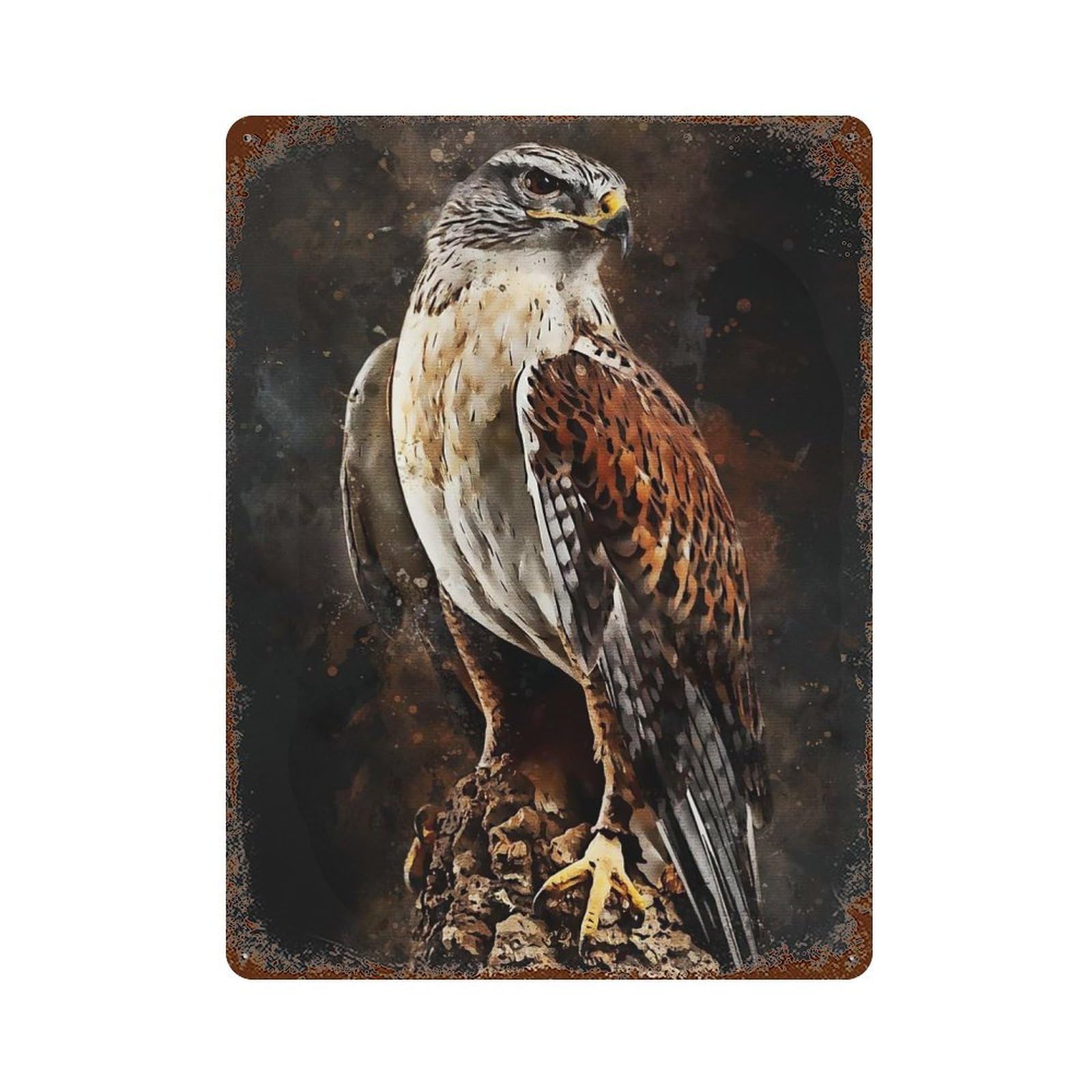 Eagle Watercolor Design 15.7"x11.8" Retro Metal Sign, Old School Wall Decor for Office, Studio And Wall Decor