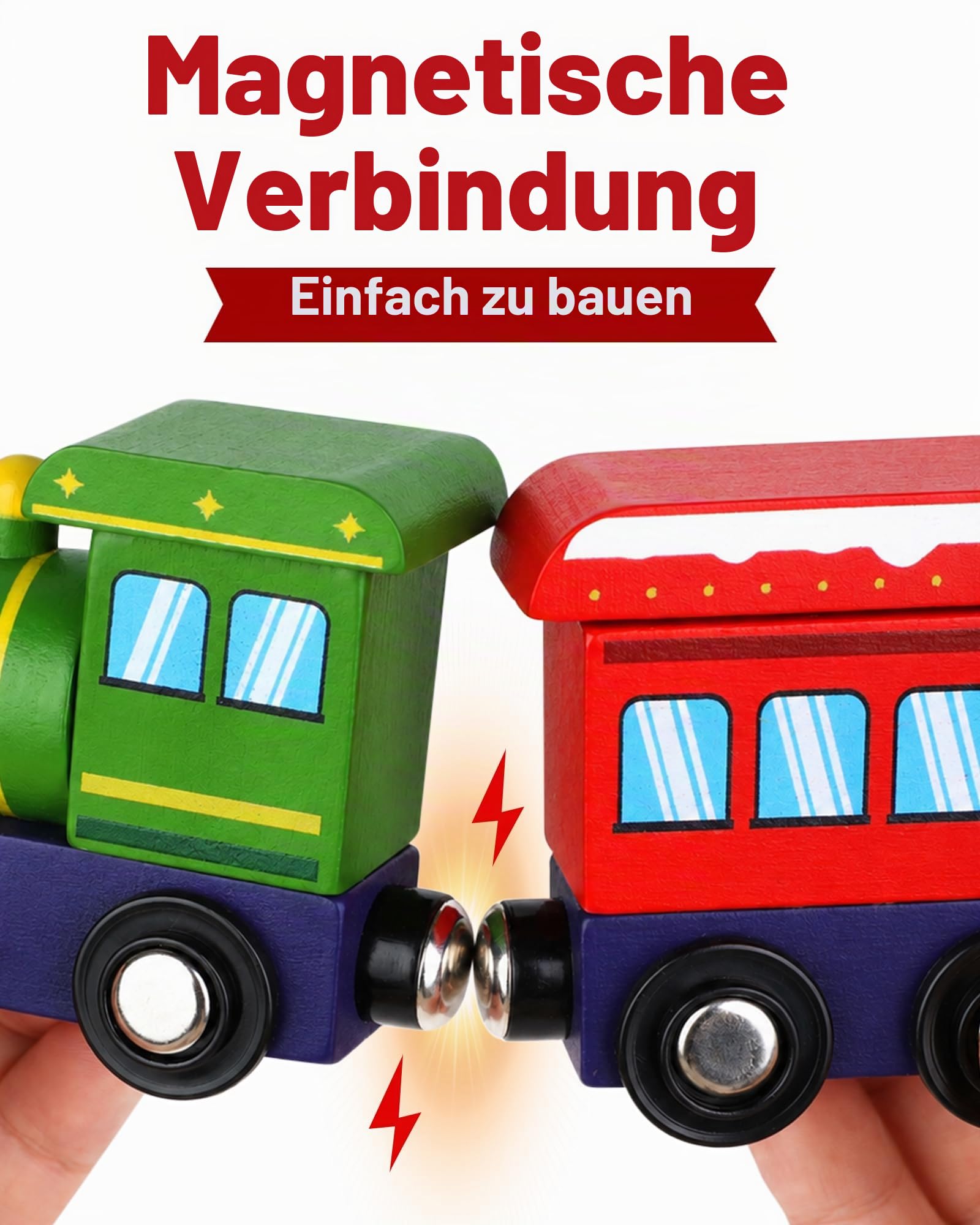 Zug Adventskalender 2026 für Kinder, magnetische Holzeisenbahn mit Schienen