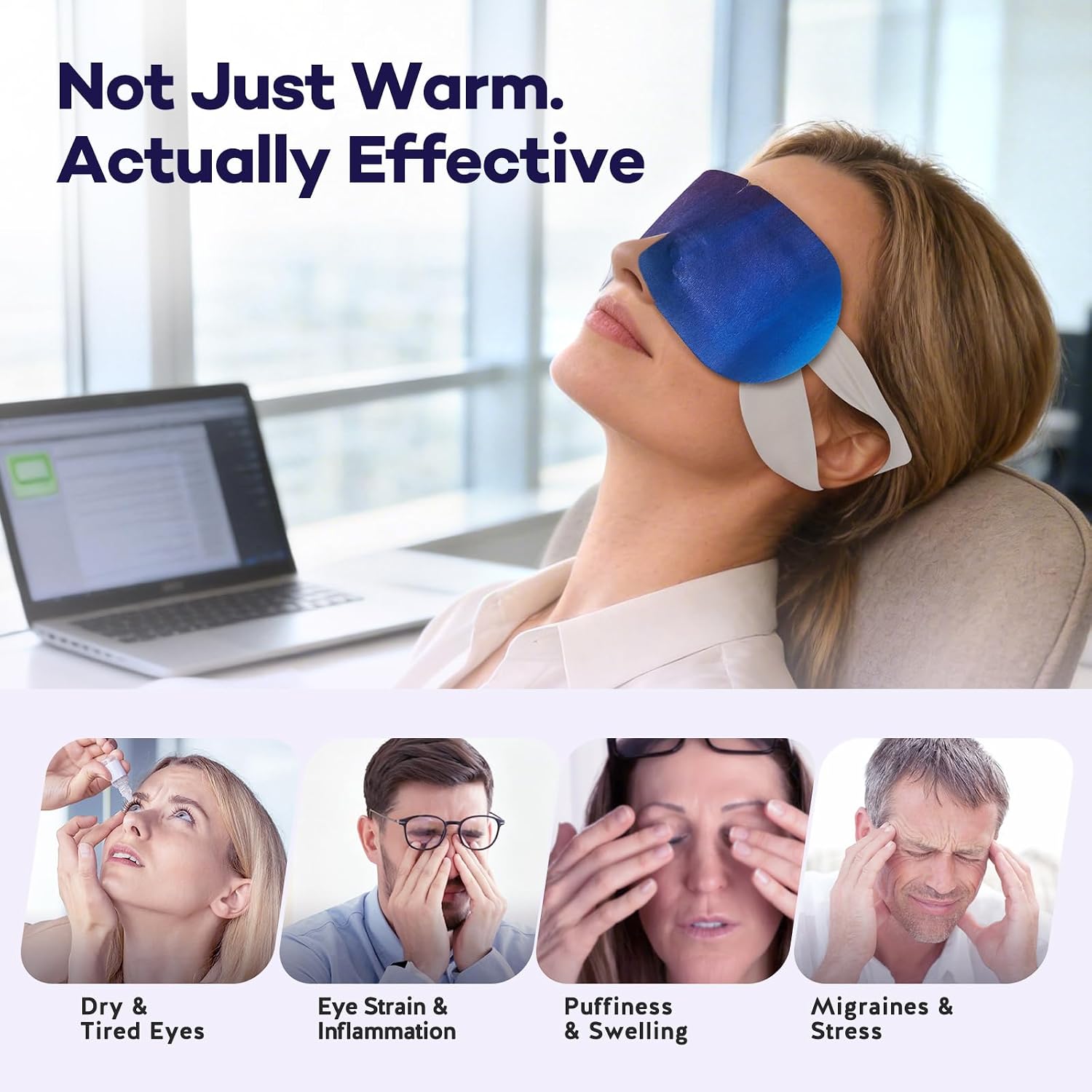 Steam Eye Masks for Dry Eyes, 45 Min+ Heated Eye Mask, Disposable Self Heating Warm Compress, Fast Relief for Eye Strain & Stye, Long Lasting Sleep &Travel Essentials, Unscented (35 Count (Pack of 1))