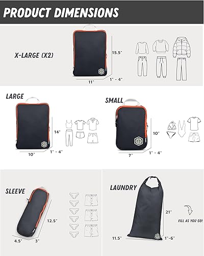 Miniatura 4 de TRIPPED Travel Gear - Cubos grandes de compresión para equipaje de viaje, organizadores de equipaje, juego de 7 piezas para equipaje facturado,