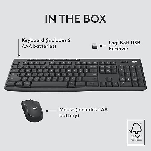 Miniatura 10 de Logitech MK370 Combo para negocios, teclado inalámbrico de tamaño completo y mouse inalámbrico, receptor USB seguro Logi Bolt, Bluetooth,