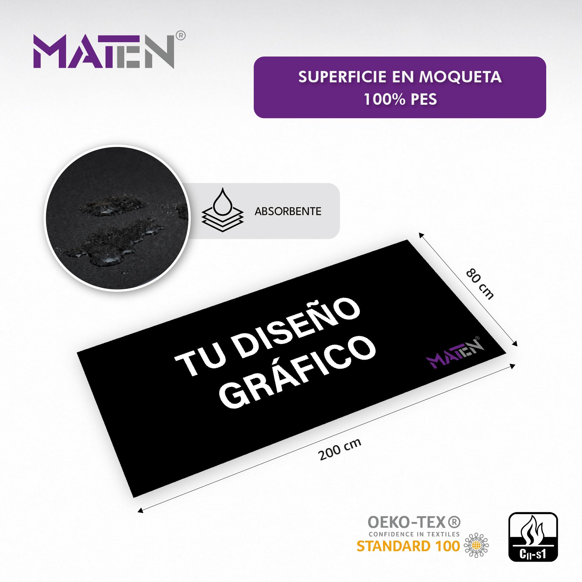 MATEN Alfombrilla de Garaje para Moto Personalizable moqueta Estampada, con Base de Gel Antideslizante, Ideal para Taller y Zona de Mantenimiento (Moquette, 200x80)