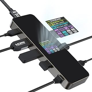 DOCKCASE Visual Smart USB C Hub (8-in-1) with HDMI Port 4K@60Hz, 100w PD Power Delivery, 4 USB-A Data Ports, Gigabit Ethernet Port, 1 10Gbps USB-C Data Port for for MacBook Air/Pro, Ipad Pro,Dell XPS