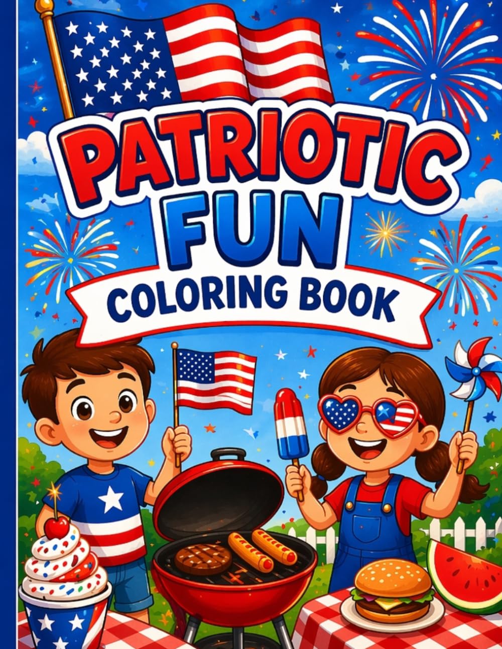 Patriotic Fun Coloring Book: A Fun 4th of July Coloring Book for Kids with Flags, Fireworks, BBQ & Summer Celebration Fun