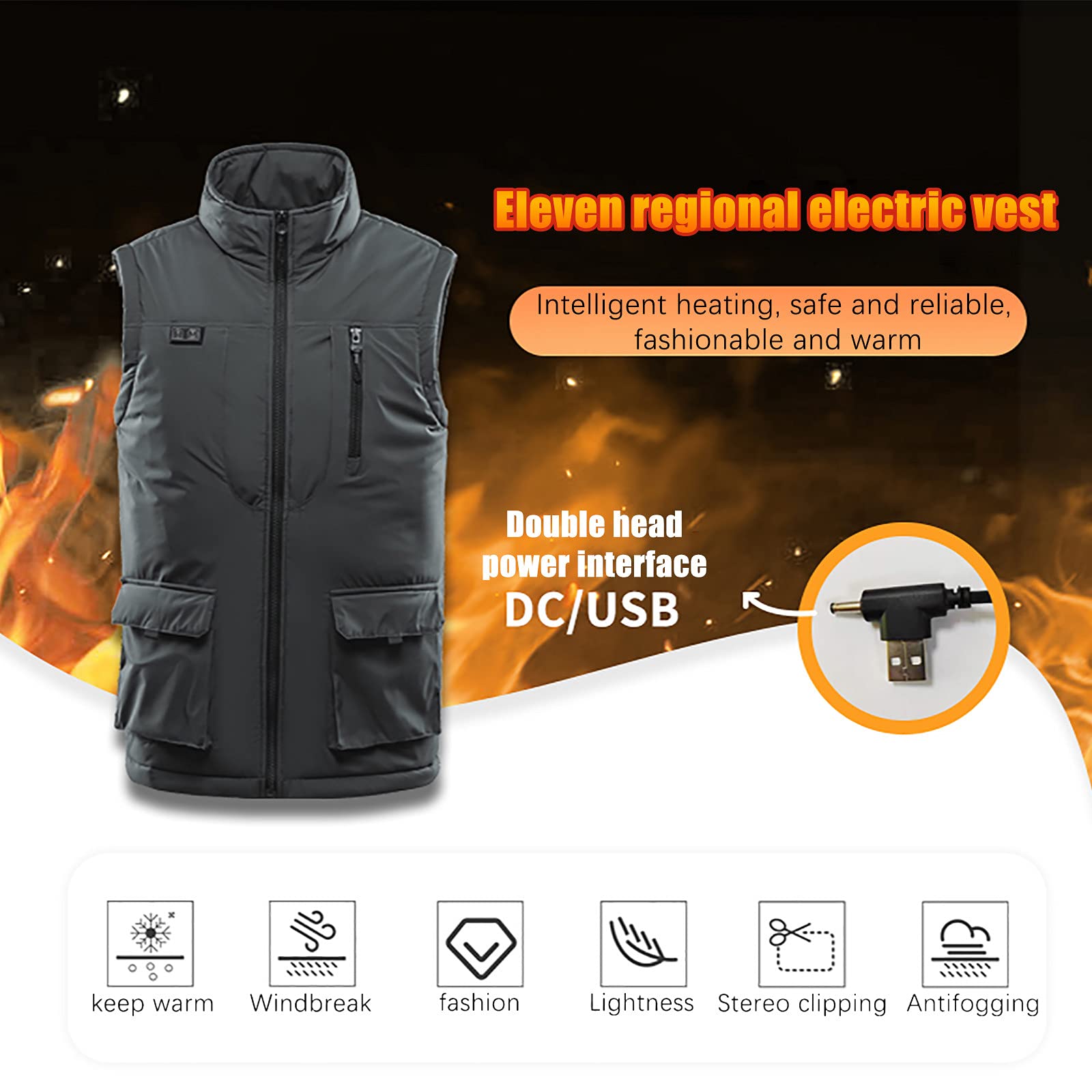 Gilet Chauffant pour Homme et Femme, Gilet Chauffant électrique Rechargeable par USB, Gilet Thermique d'hiver à 3 températures