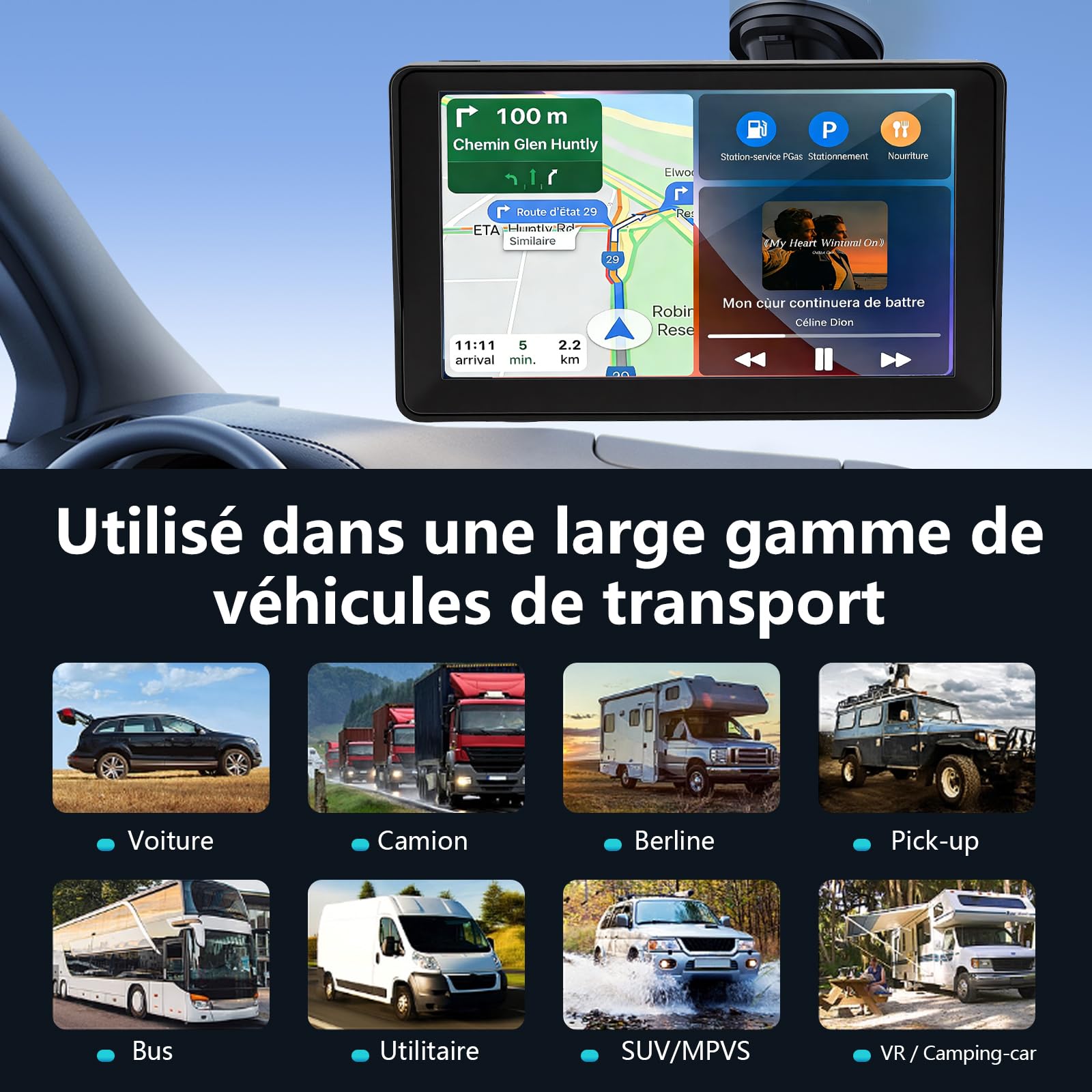 GPS Voiture, GPS Navigation Voiture 7 Pouces avec Cartes de l'europe 2025, Mises à Jour Gratuites, Points D'intérêt et Alerte de Vitesse, Guidage Vocal pour Voiture/Camion/Camping-Car