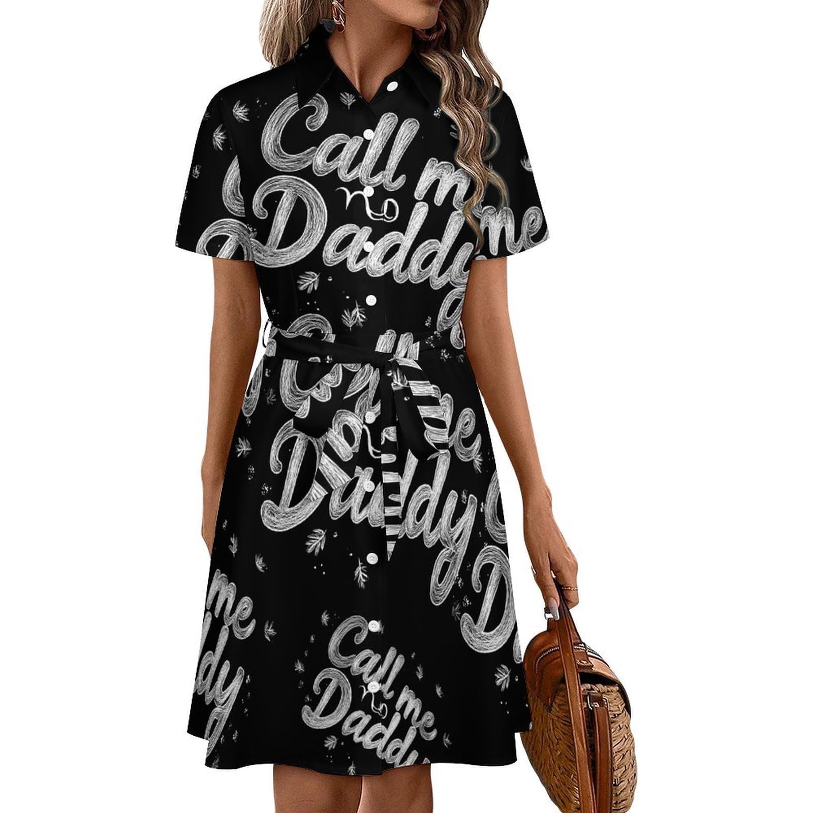 Robe boutonné Call Me Daddy manches courtes style casual chic - 8