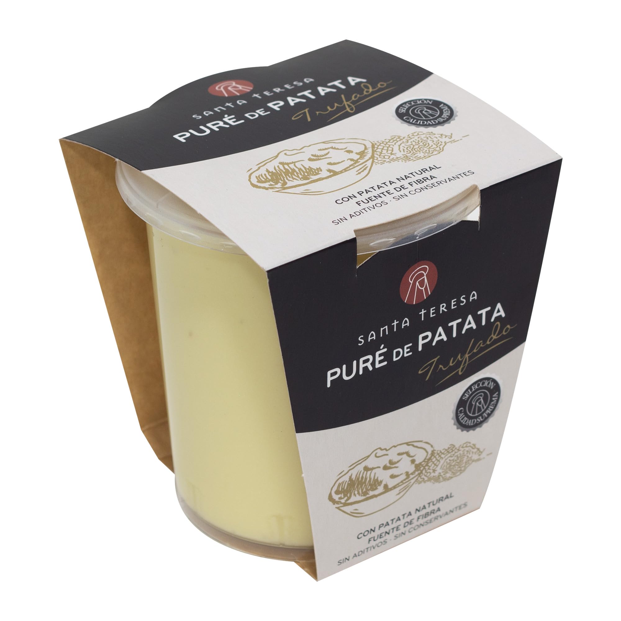 Santa Teresa - Puré de Patata Trufado con Aceite de Oliva Virgen Extra. Textura y sabor a auténtica patata. Plato 100% terminado, calentar y listo para consumir. 465g