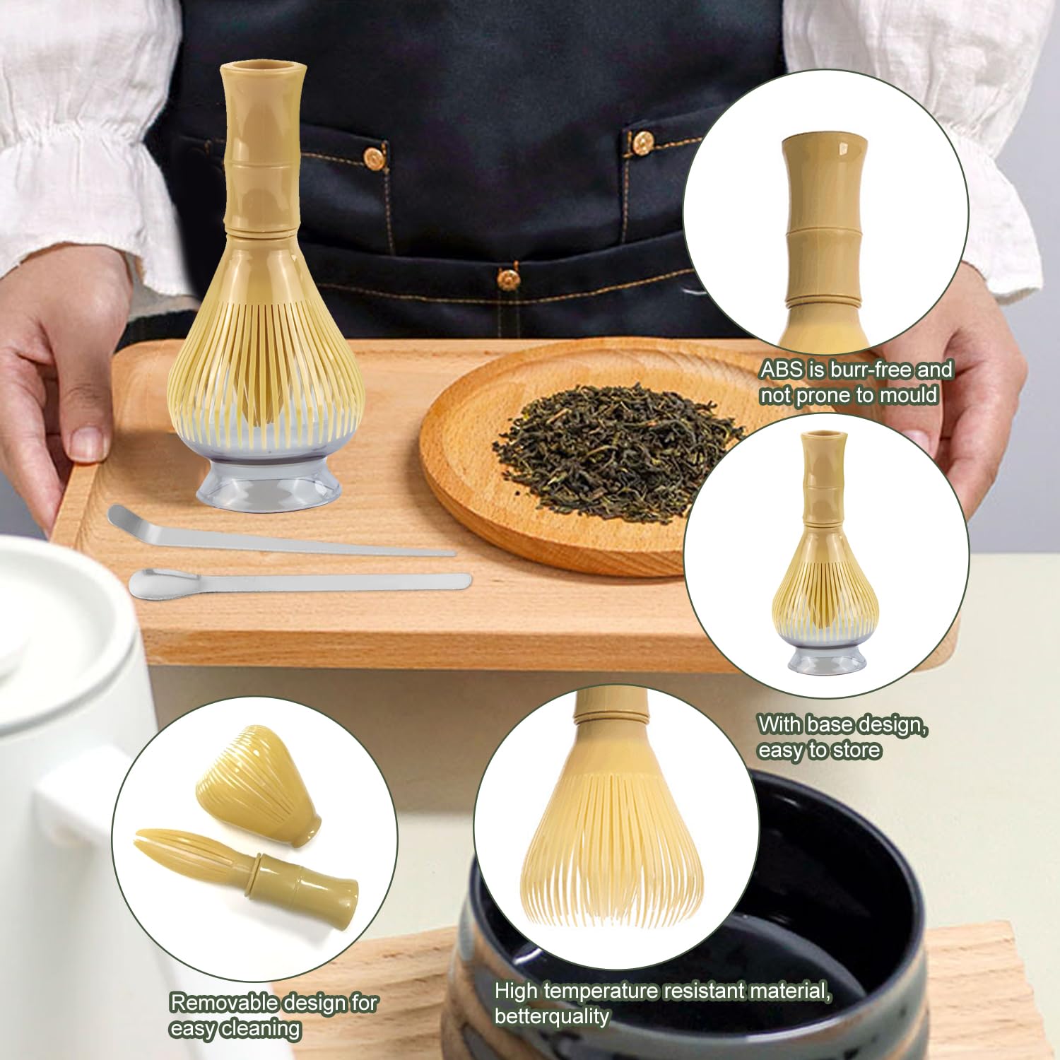 Macha Tea Kit con Frusta Matcha Cucchiaio Setaccio Supporto per Frusta 5 Pezzi Matcha Set Materiale di Qualità Alimentare per Casa Ufficio,Regalo Perfetto per Gli Amanti Del Matcha