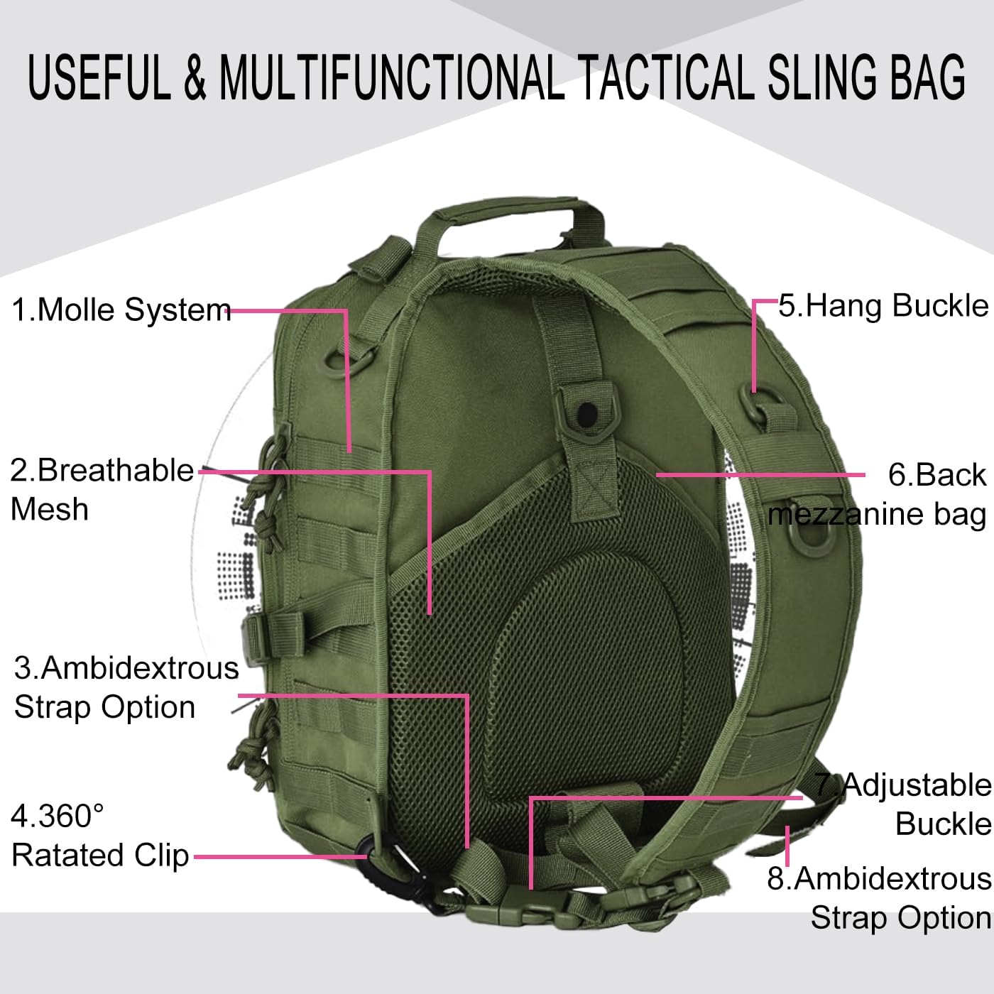 HAOMUK Tactical Sling Bag Pack Military Rover Shoulder Sling Backpack EDC Molle Assault Range Bag - Image 4