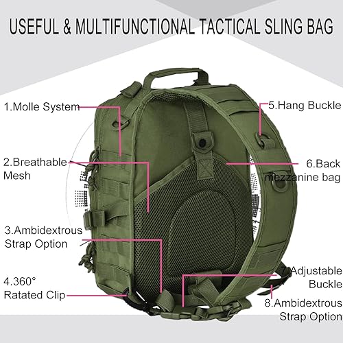 Miniatura 4 de Mochila táctica cruzada estilo militar para transportar carga ligera.