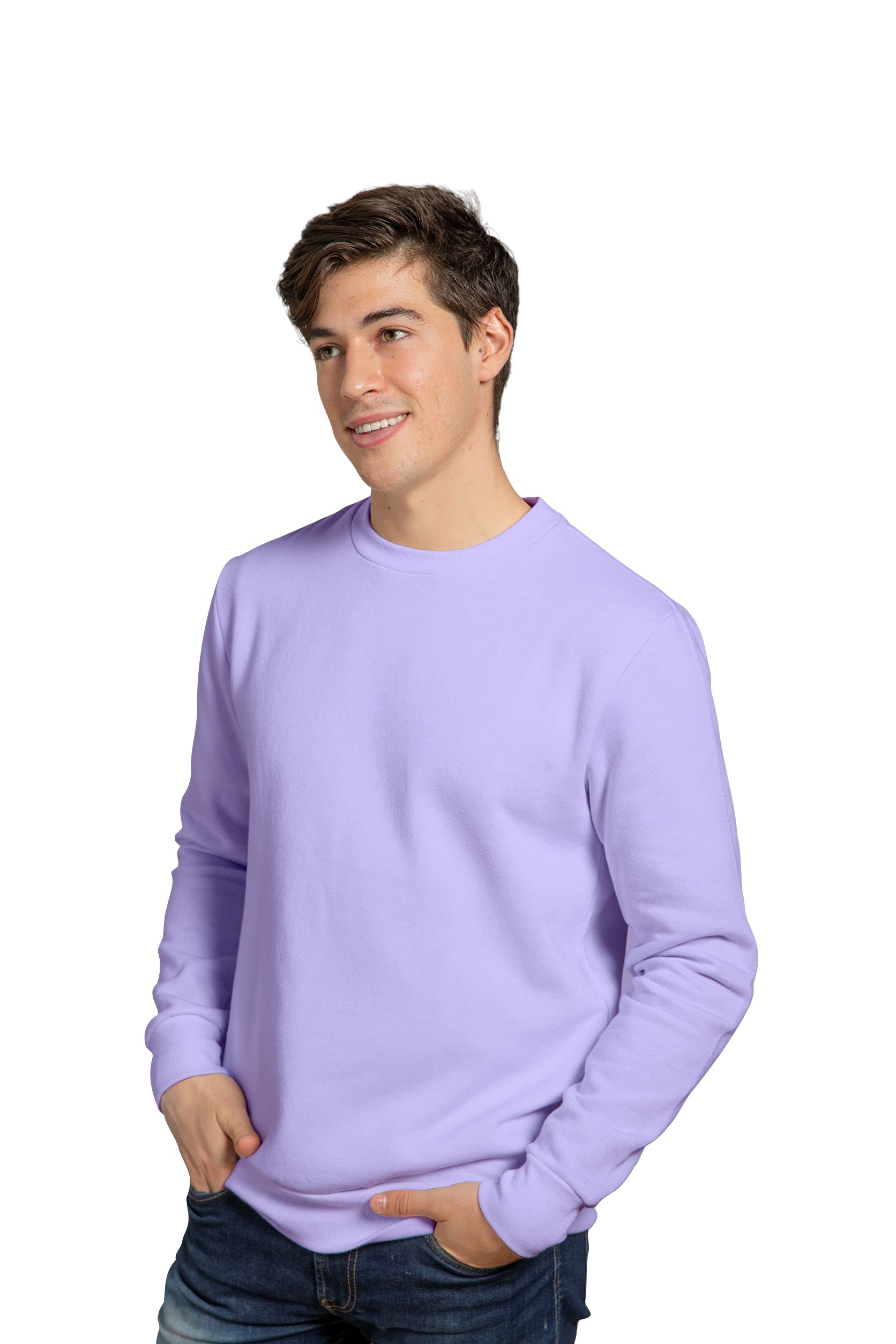 Koverify Plain Solid Sweatshirt for Men/Hoodies for Men/Regular Loose Fit Sweatshirt for Men with Rib
