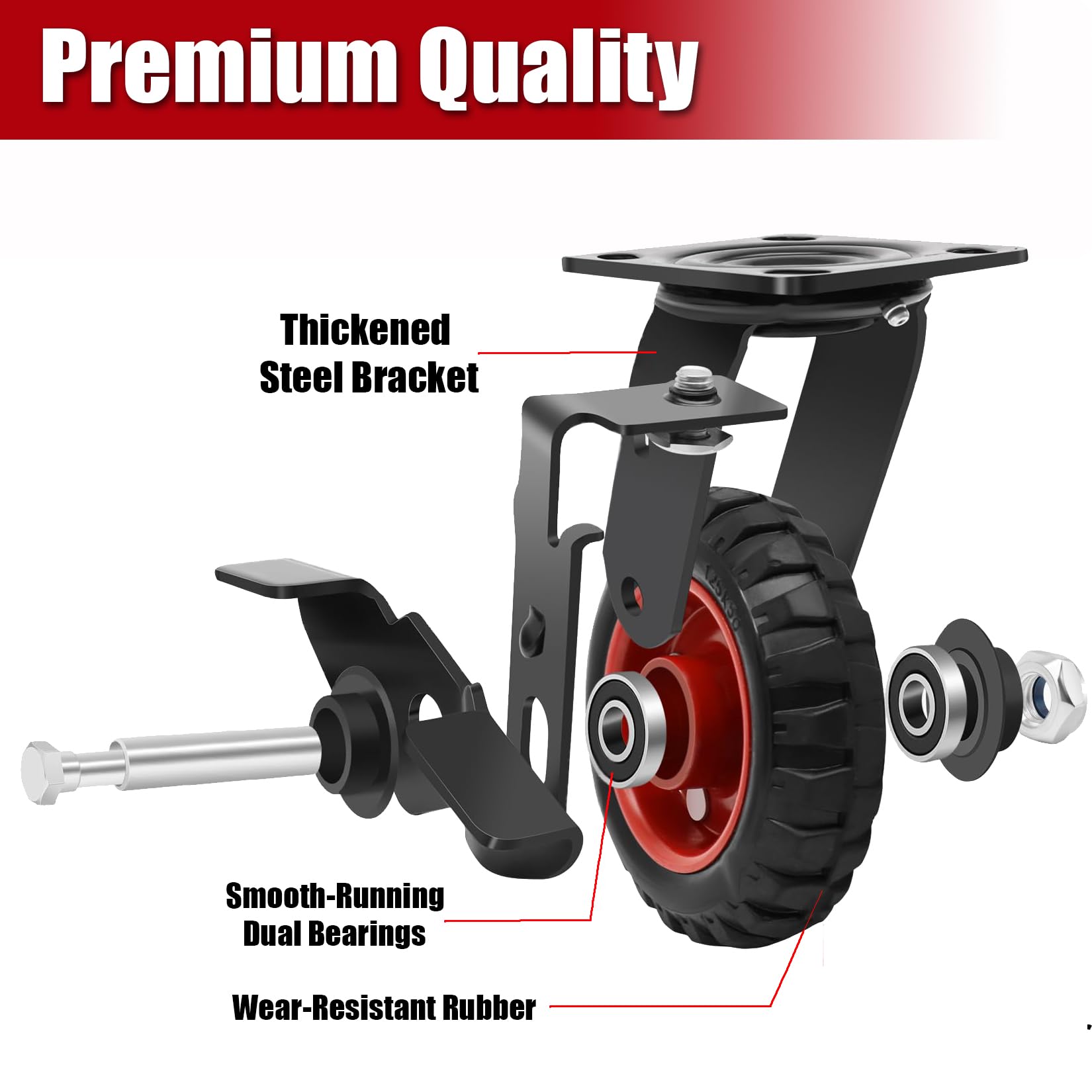 Heavy Duty Caster Wheels - 5 Inch Plate Casters -3 Heavy Duty Caster Wheels - 5 Inch Plate Casters -3