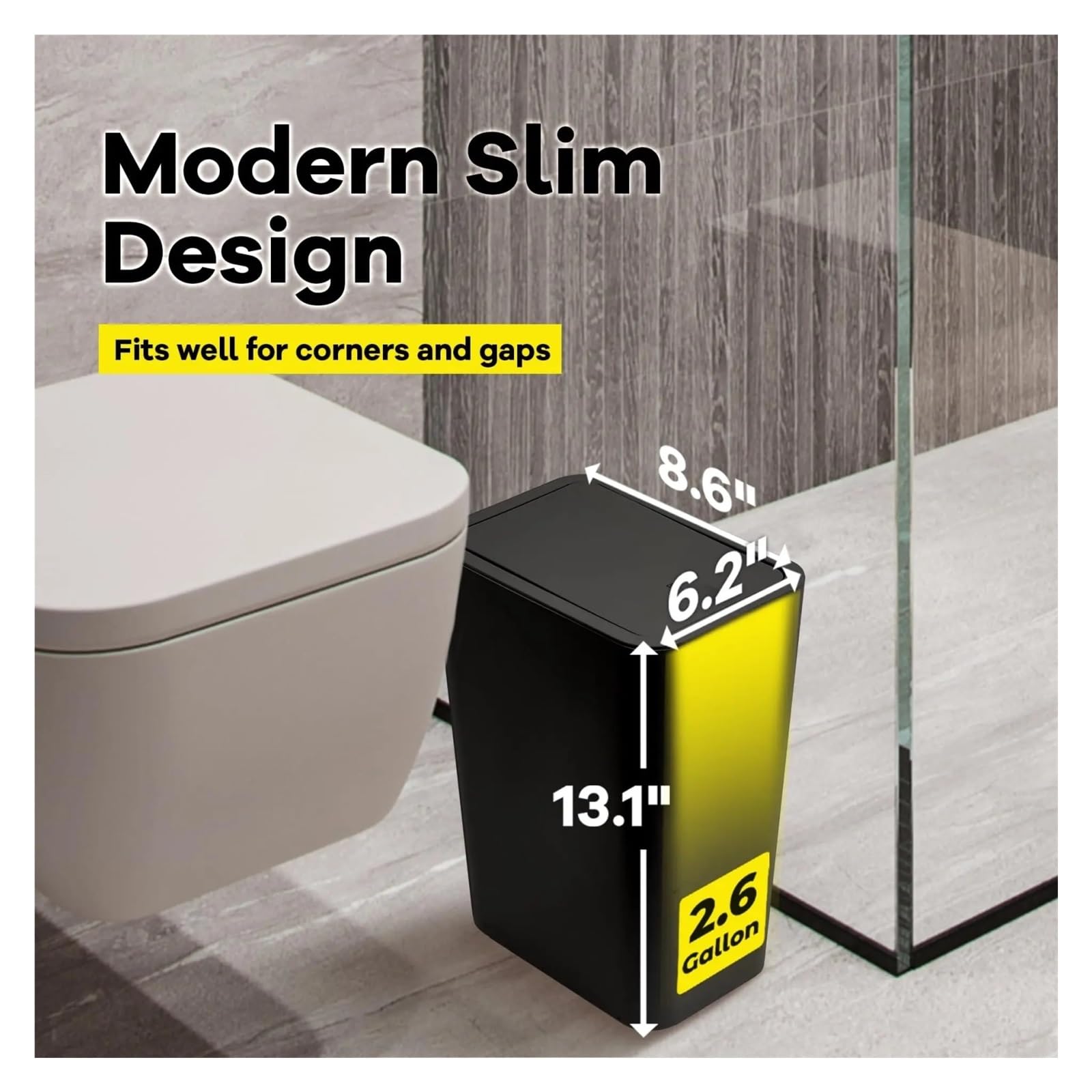 Auto Mülleimer Badezimmer-Mülleimer 10 L Kleiner Mülleimer Mit Druckdeckel Für Toilette Schlafzimmer Wohnzimmer – Kunststoff Pop-up Mini Autos Mülleimers(1 Pack Black)