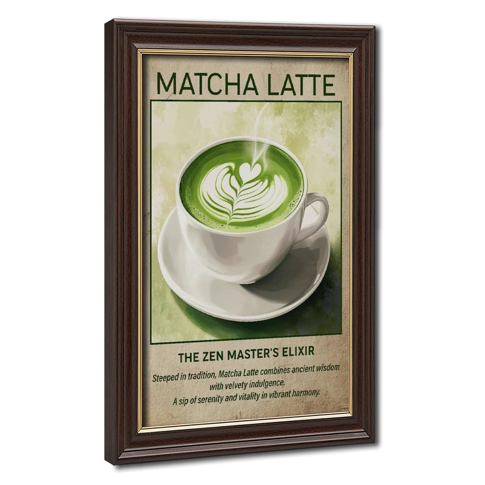 Bareronor Mokume Gane Frame-Style Vintage Matcha Latte Canvas Poster For Dorm Room Decor Gift